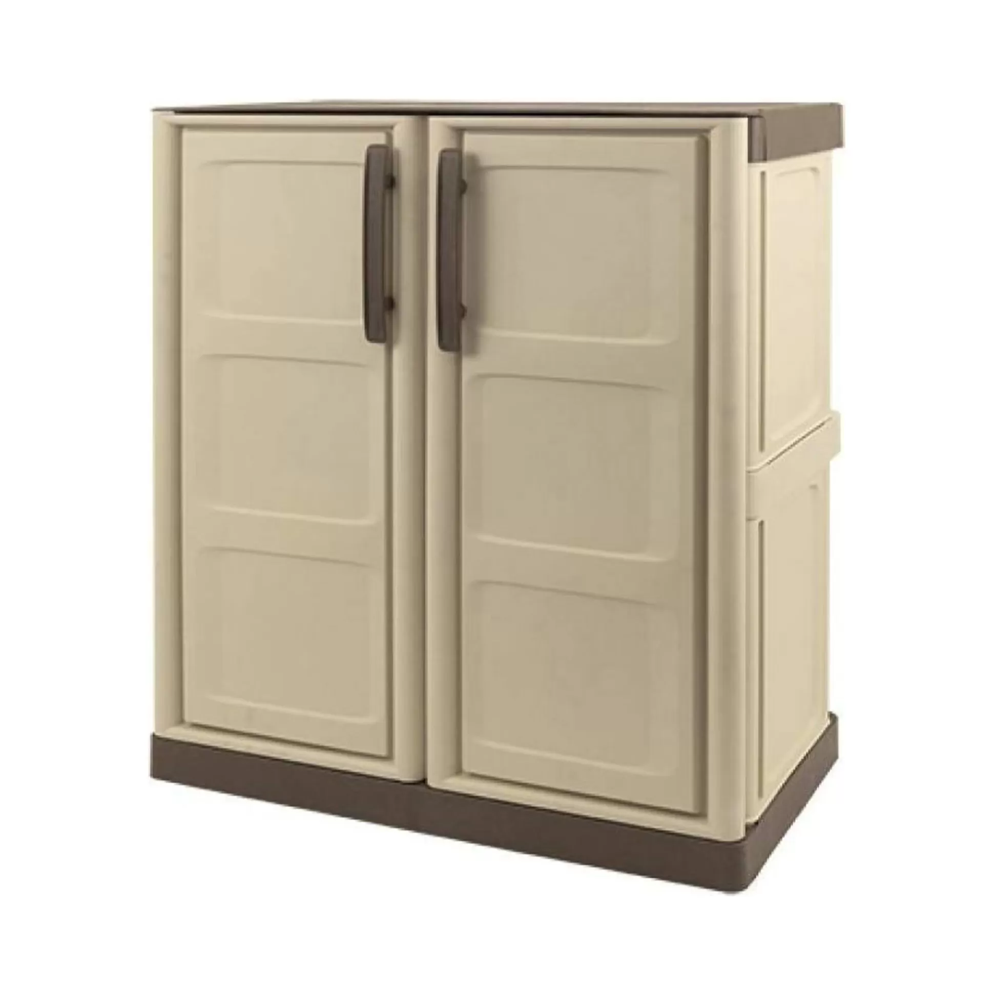 Dmora Armadi Da Esterno<Armadio da esterno Acira, Beige e Marrone, 70x39h86 cm Finitura quadri