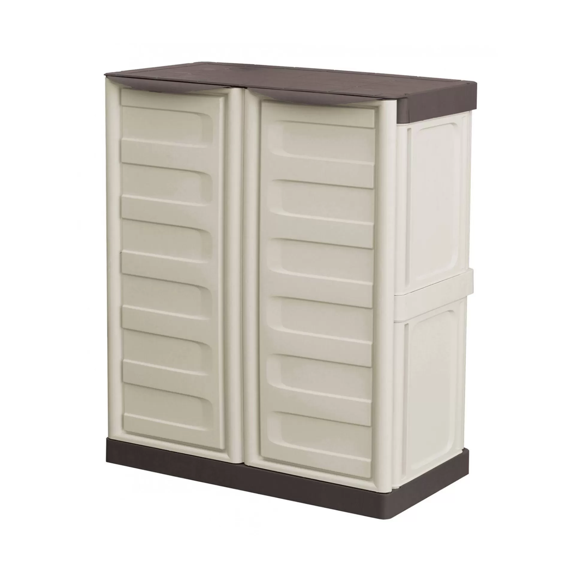 Dmora Armadi Da Esterno<Armadio da esterno Acira, Beige e Marrone, 70x39h86 cm Finitura righe
