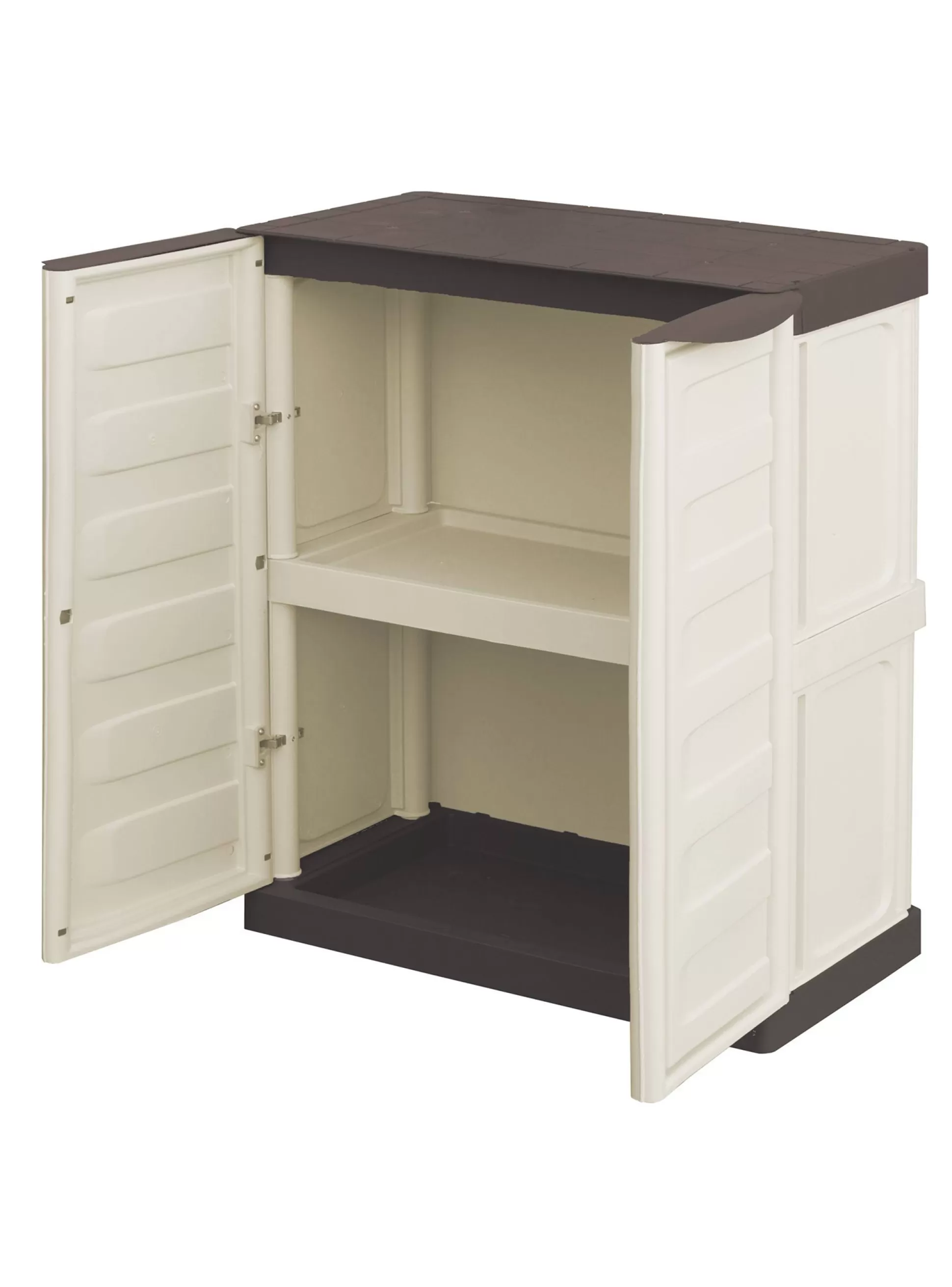 Dmora Armadi Da Esterno<Armadio da esterno Acira, Beige e Marrone, 70x39h86 cm Finitura righe