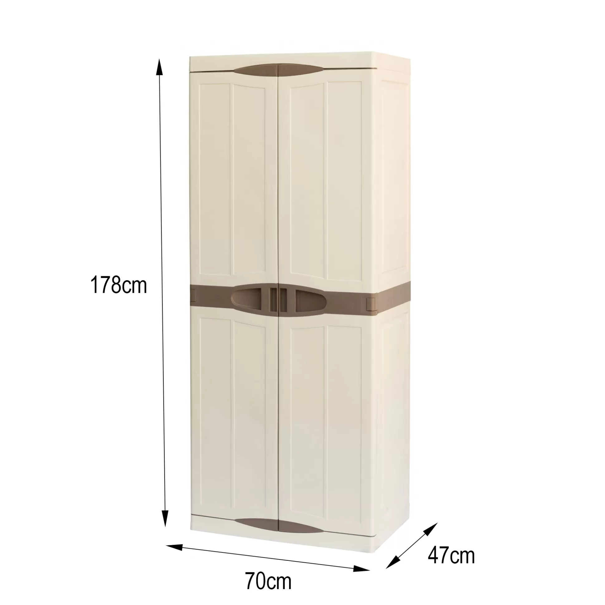 Dmora Armadi Da Esterno<Armadio da esterno Adenina, Beige e Marrone, 70x47h179 cm Finitura elegante