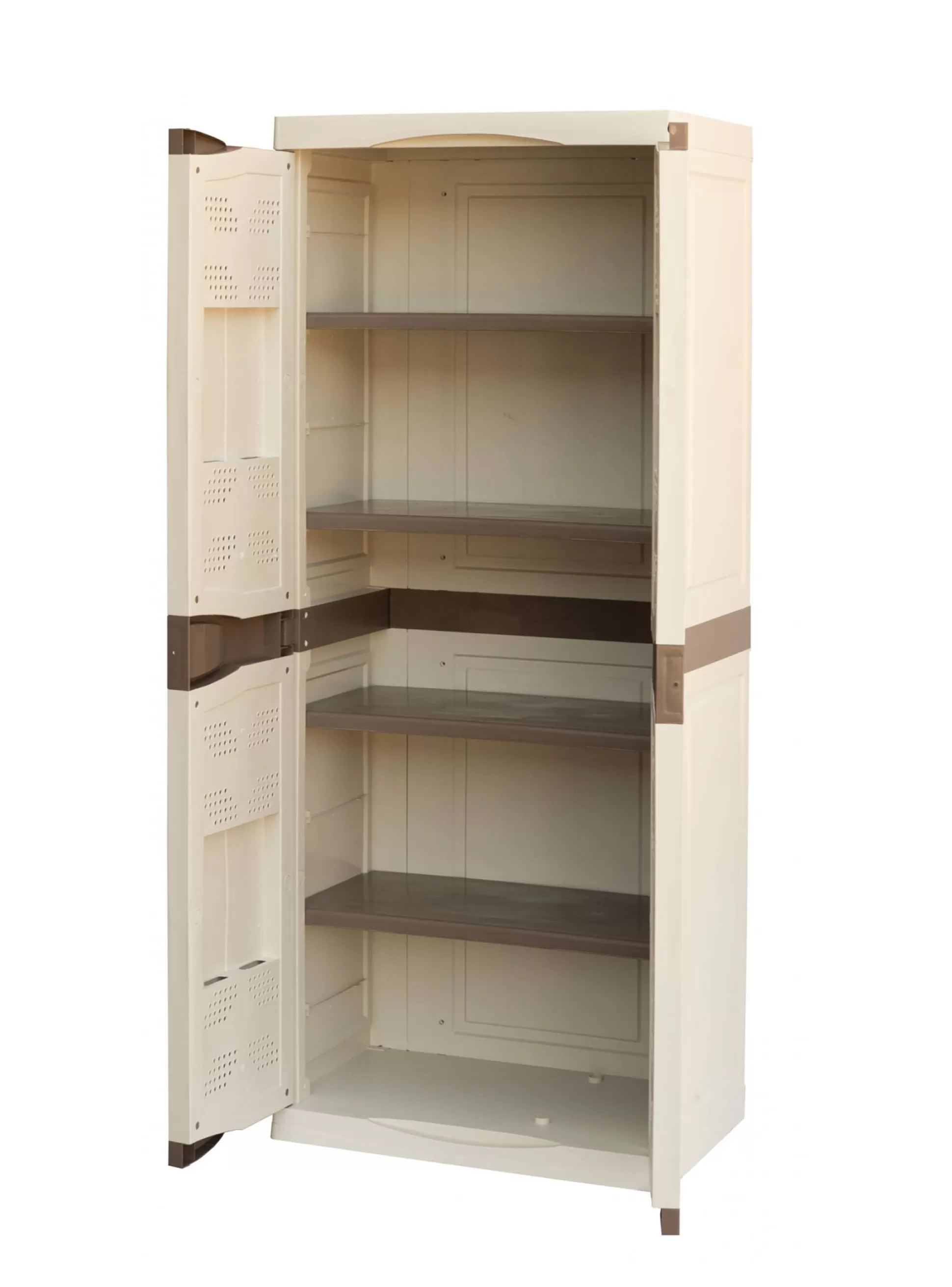 Dmora Armadi Da Esterno<Armadio da esterno Adenina, Beige e Marrone, 70x47h179 cm Finitura elegante