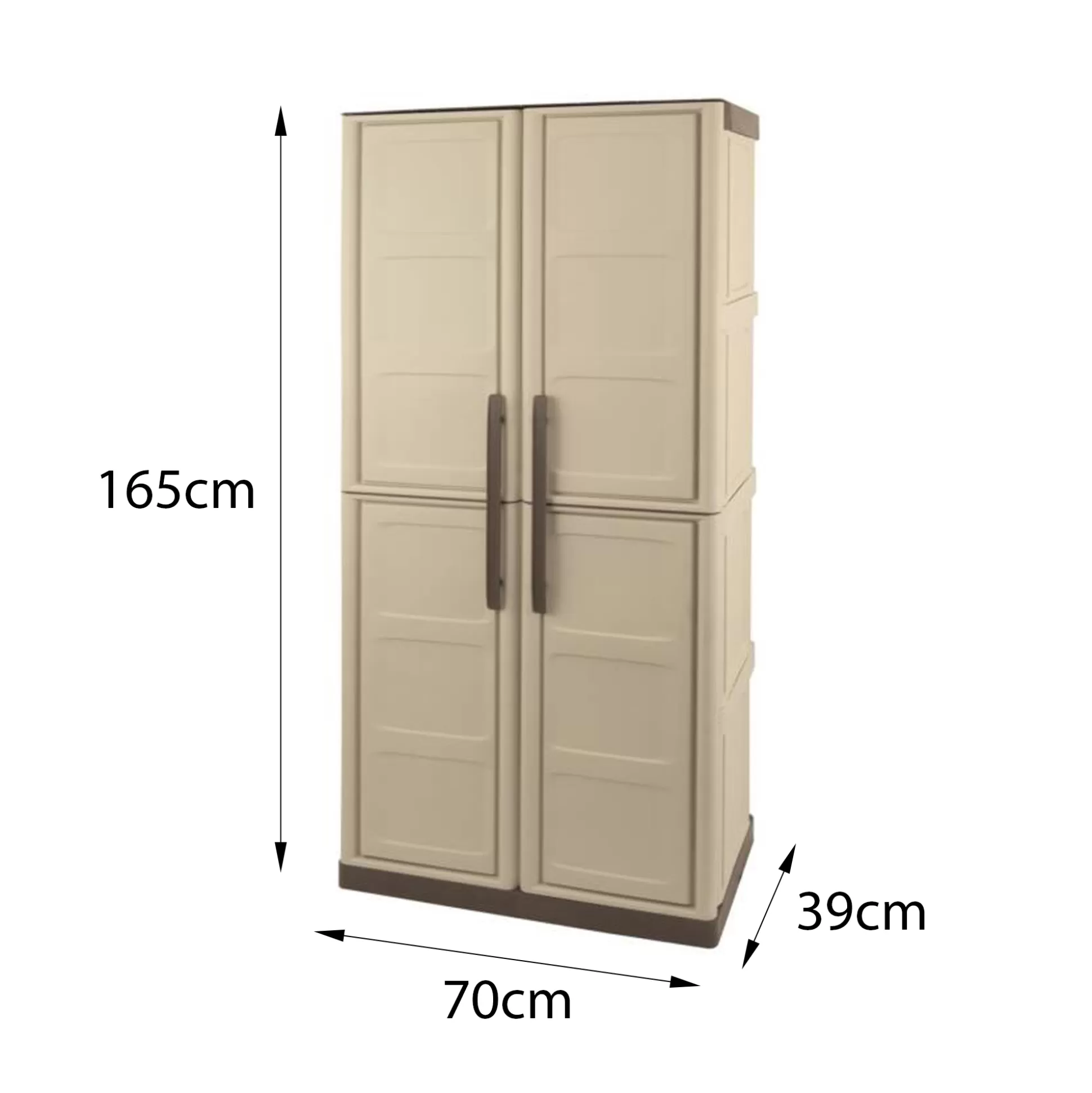 Dmora Armadi Da Esterno<Armadio da esterno Adenina, Beige e Marrone, 70x39h165 cm Finitura quadri