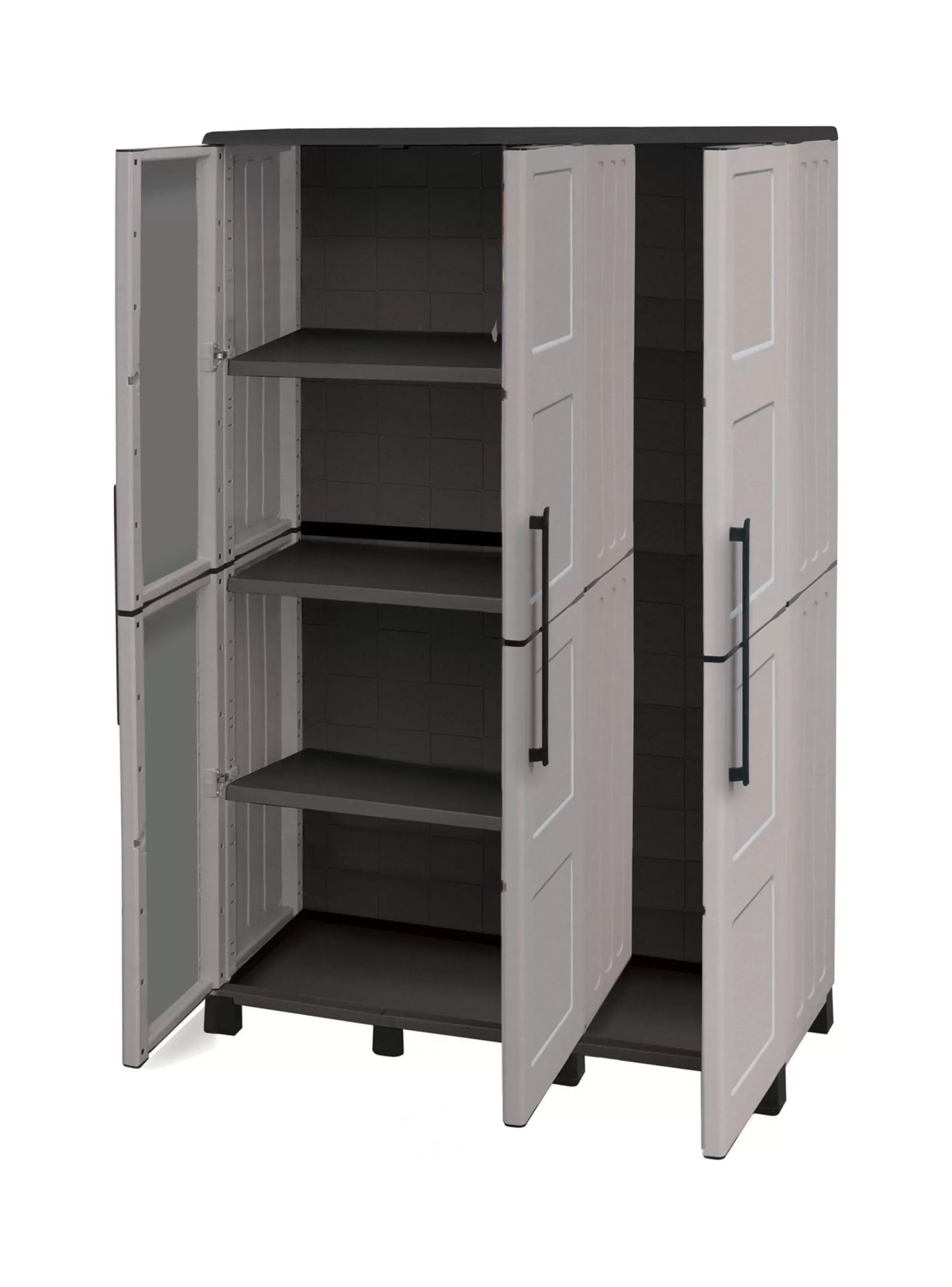 Dmora Armadi Da Esterno<Armadio da esterno Aruro, 102x37h169 cm, Grigio chiaro e Nero Finitura quadri