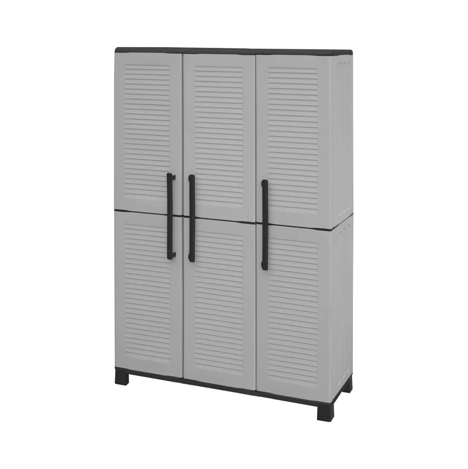 Dmora Armadi Da Esterno<Armadio da esterno Aruro, 102x37h169 cm, Grigio chiaro e Nero Finitura righe