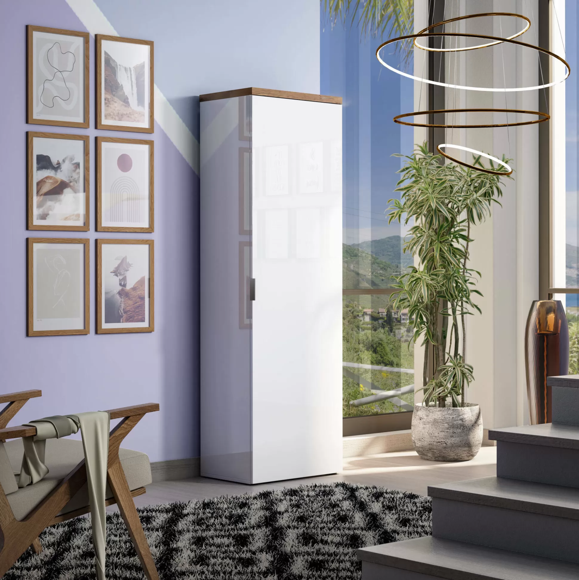 Dmora Armadi Multiuso 1 Anta<Armadio multiuso 1 anta Dcun, 60x40h190 cm, Bianco lucido e Rovere