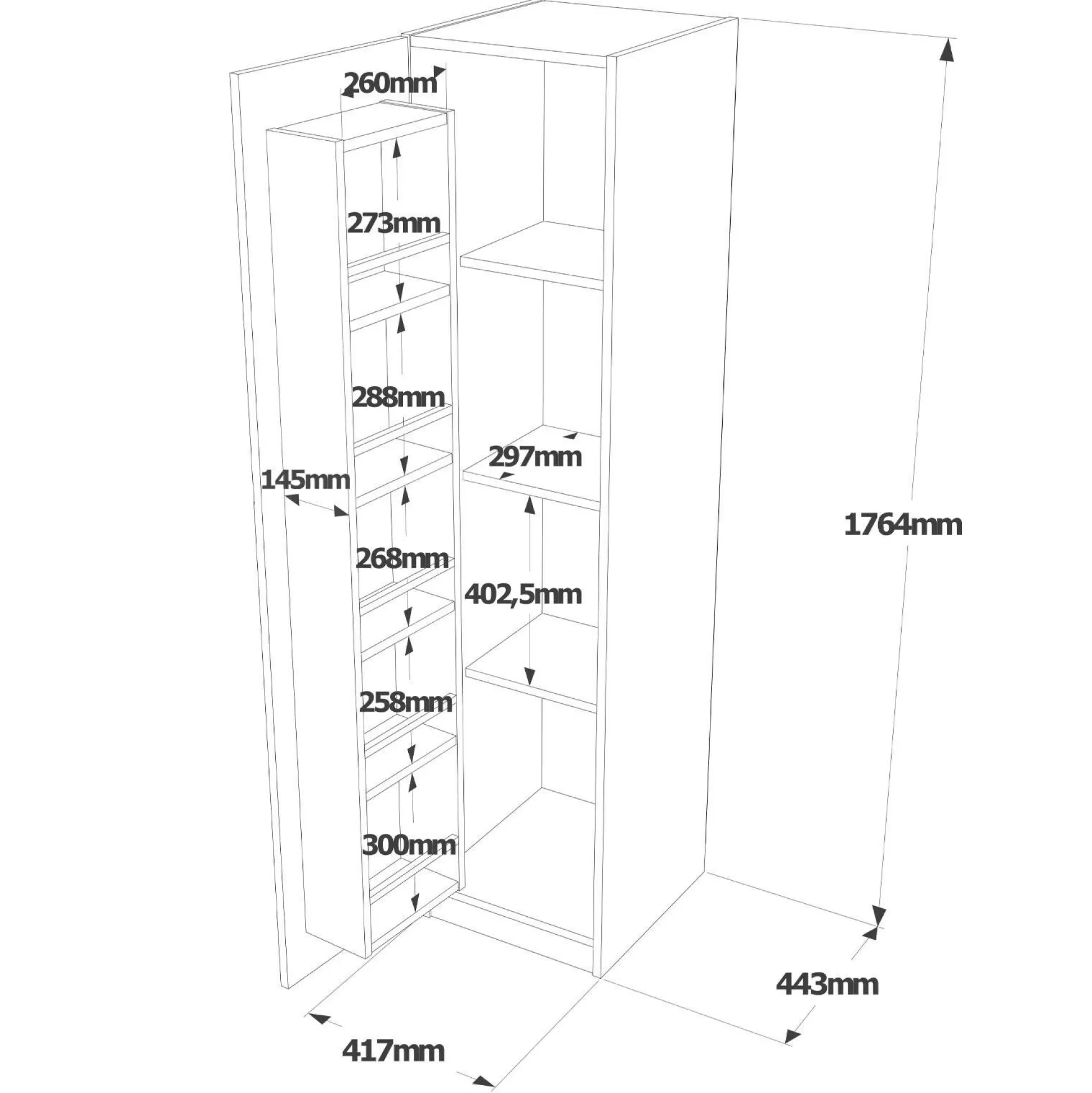 Dmora Armadi Multiuso 1 Anta<Armadio multiuso 1 anta Gaemi, 42x44 h176 cm, Bianco e Noce