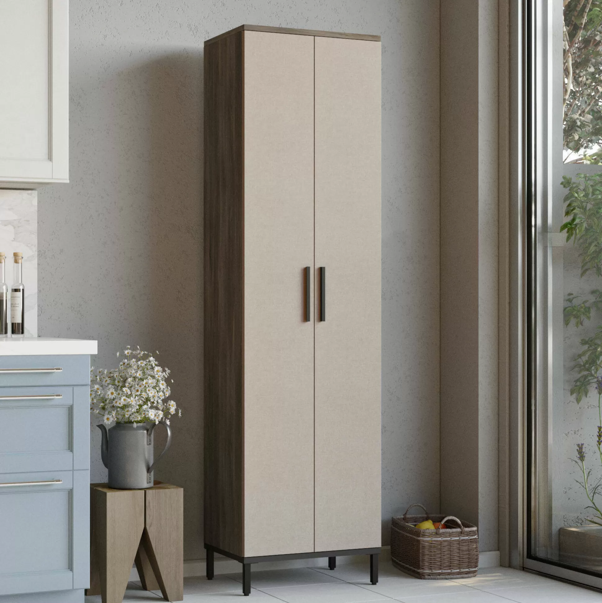 Dmora Armadi Multiuso 2 Ante<Armadio multiuso 2 ante Albizia, 50x36 h184 cm, Marrone e Antracite