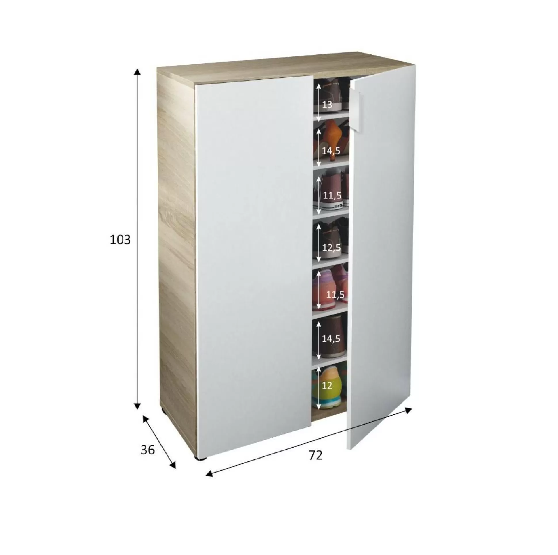Dmora Armadi Multiuso 2 Ante<Armadio multiuso 2 ante Athenodora, 70x36h103 cm, Rovere e Bianco
