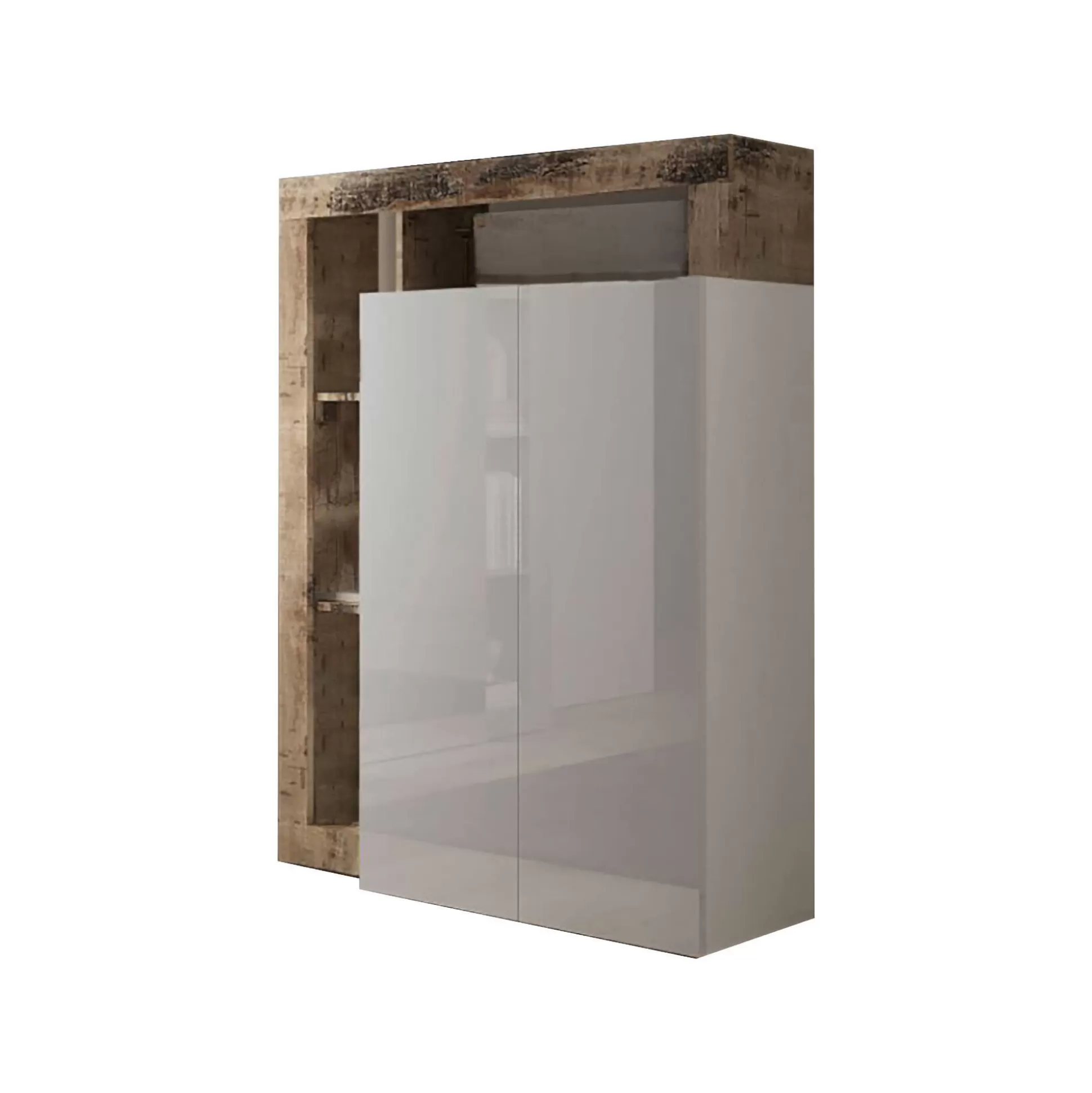 Dmora Armadi Multiuso 2 Ante<Armadio multiuso 2 ante Dbea, 78x35 h116 cm, Bianco lucido e Rovere