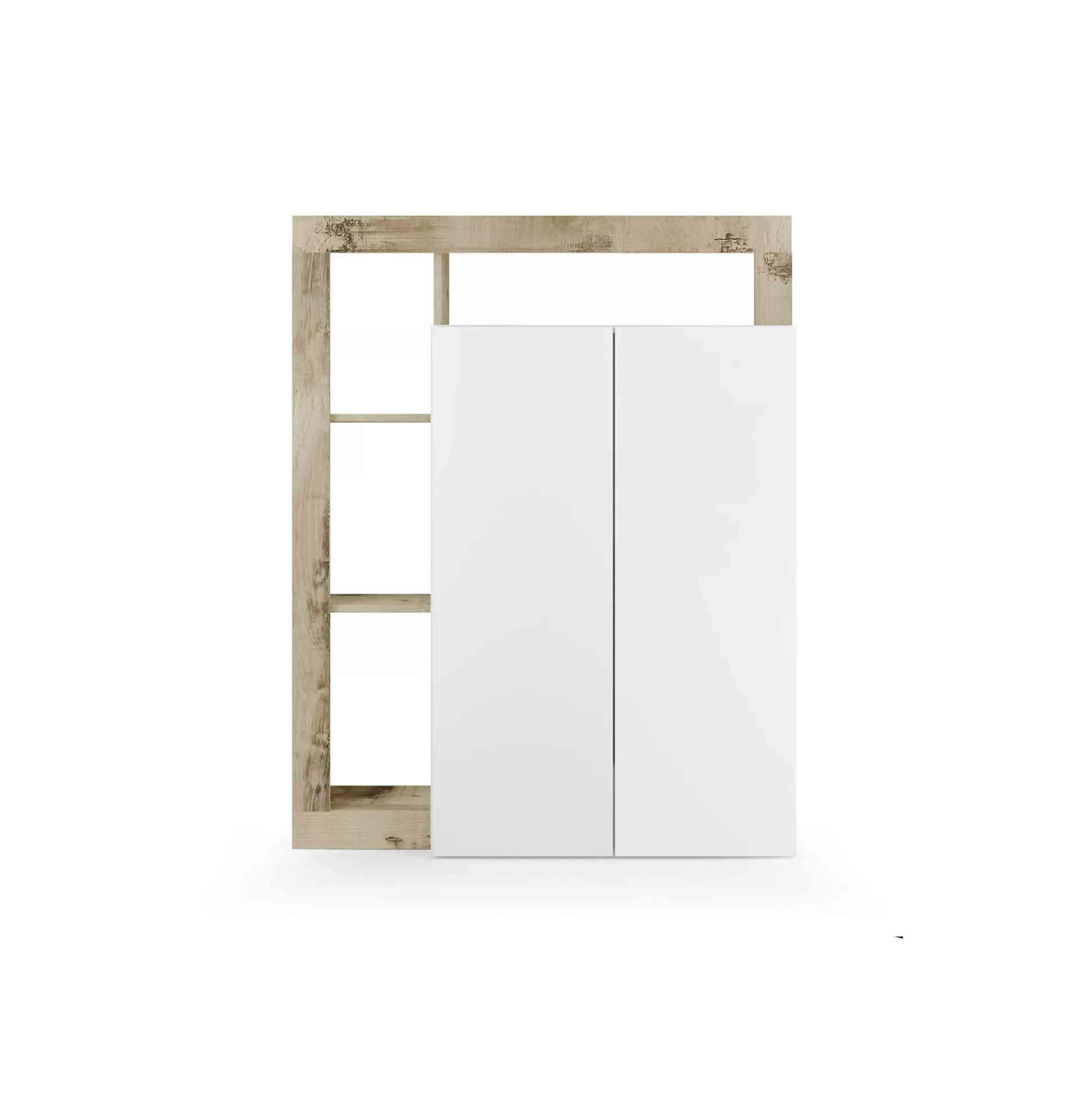 Dmora Armadi Multiuso 2 Ante<Armadio multiuso 2 ante Dbea, 78x35 h116 cm, Bianco lucido e Rovere