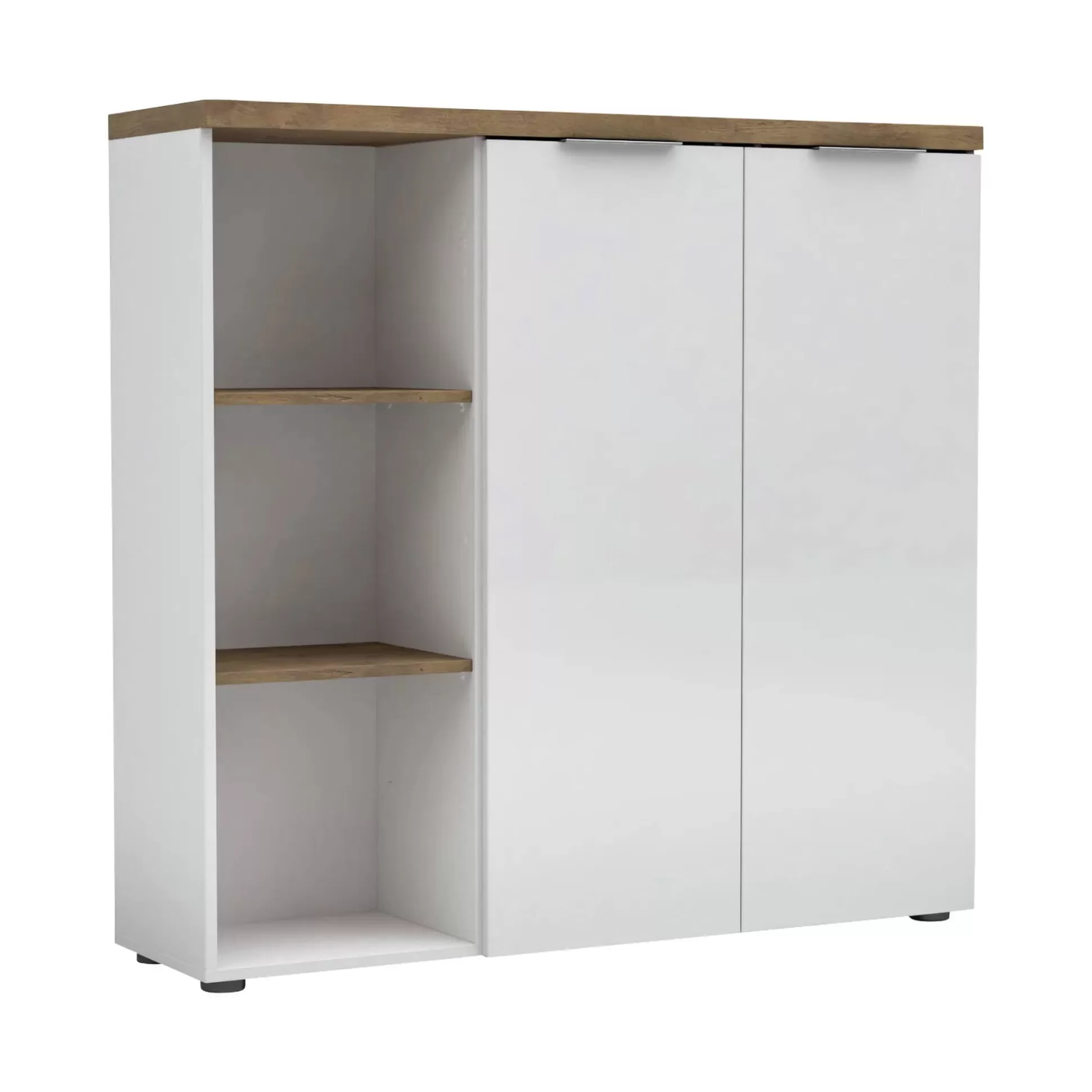 Dmora Armadi Multiuso 2 Ante<Armadio multiuso 2 ante Ddigennar, 120x34h115 cm, Bianco lucido e Rovere