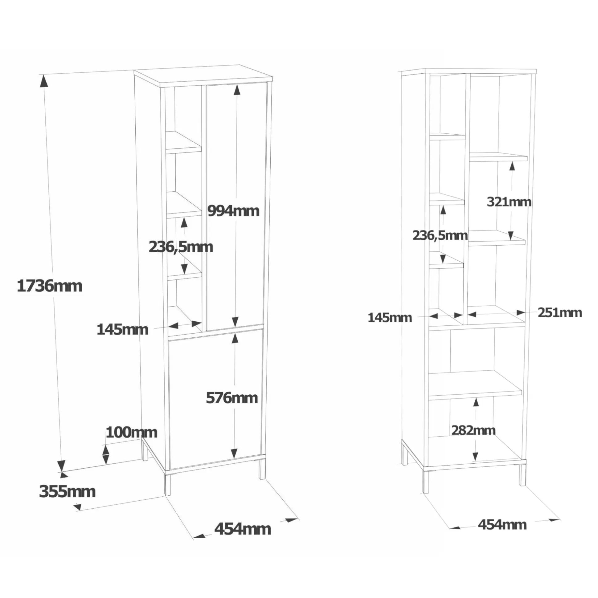 Dmora Armadi Multiuso 2 Ante<Armadio multiuso 2 ante Jongdari, 45x36 h174 cm, Noce e Bianco