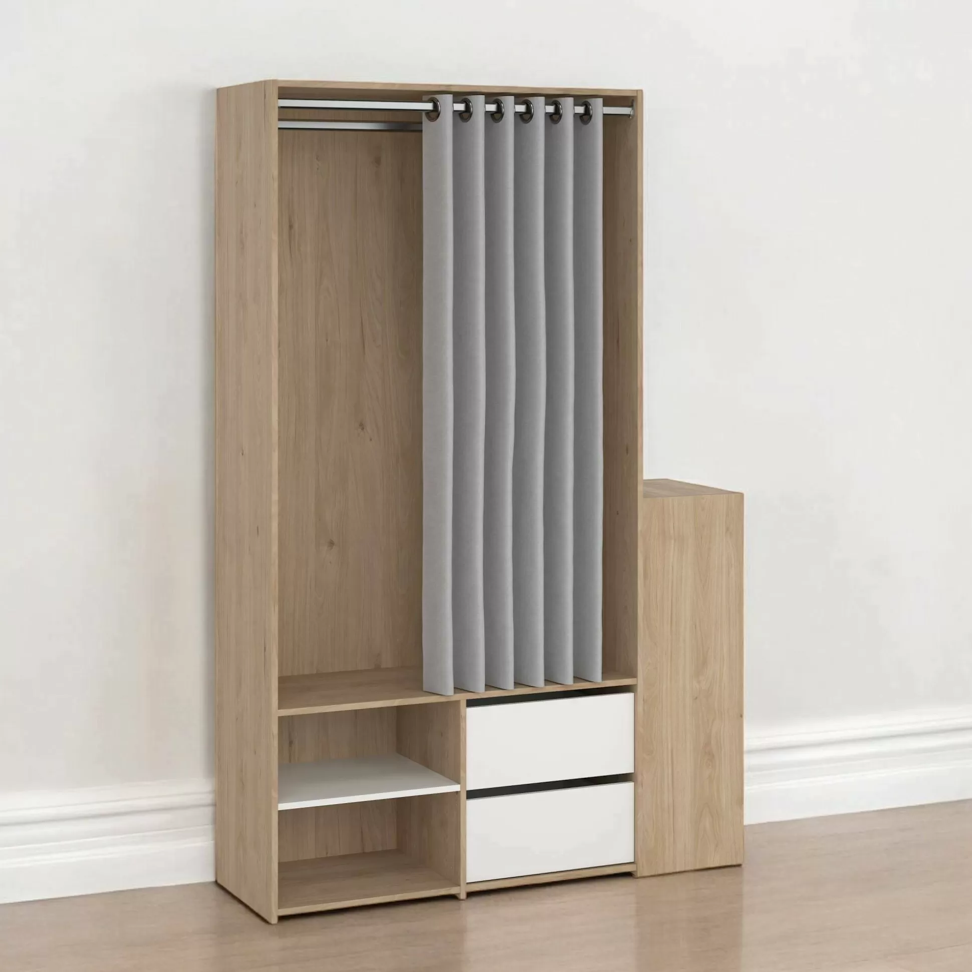 Dmora Altri Armadi Multiuso<Armadio multiuso grande Amaranto, 40x128 h198 cm, Rovere e Bianco