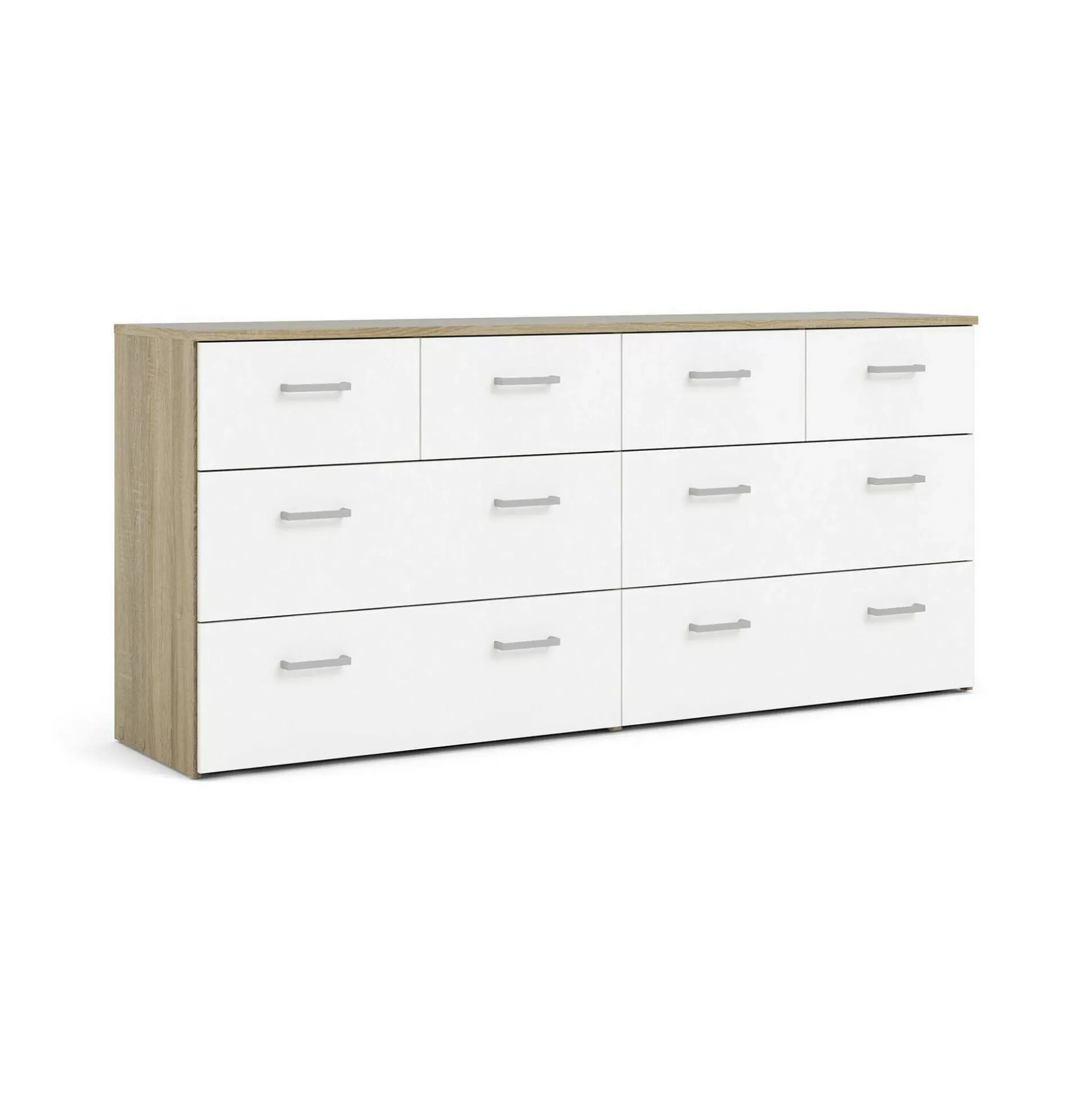 Dmora Cassettiere<Cassettiera Lista, 36x147 h67 cm, Quercia e Bianco