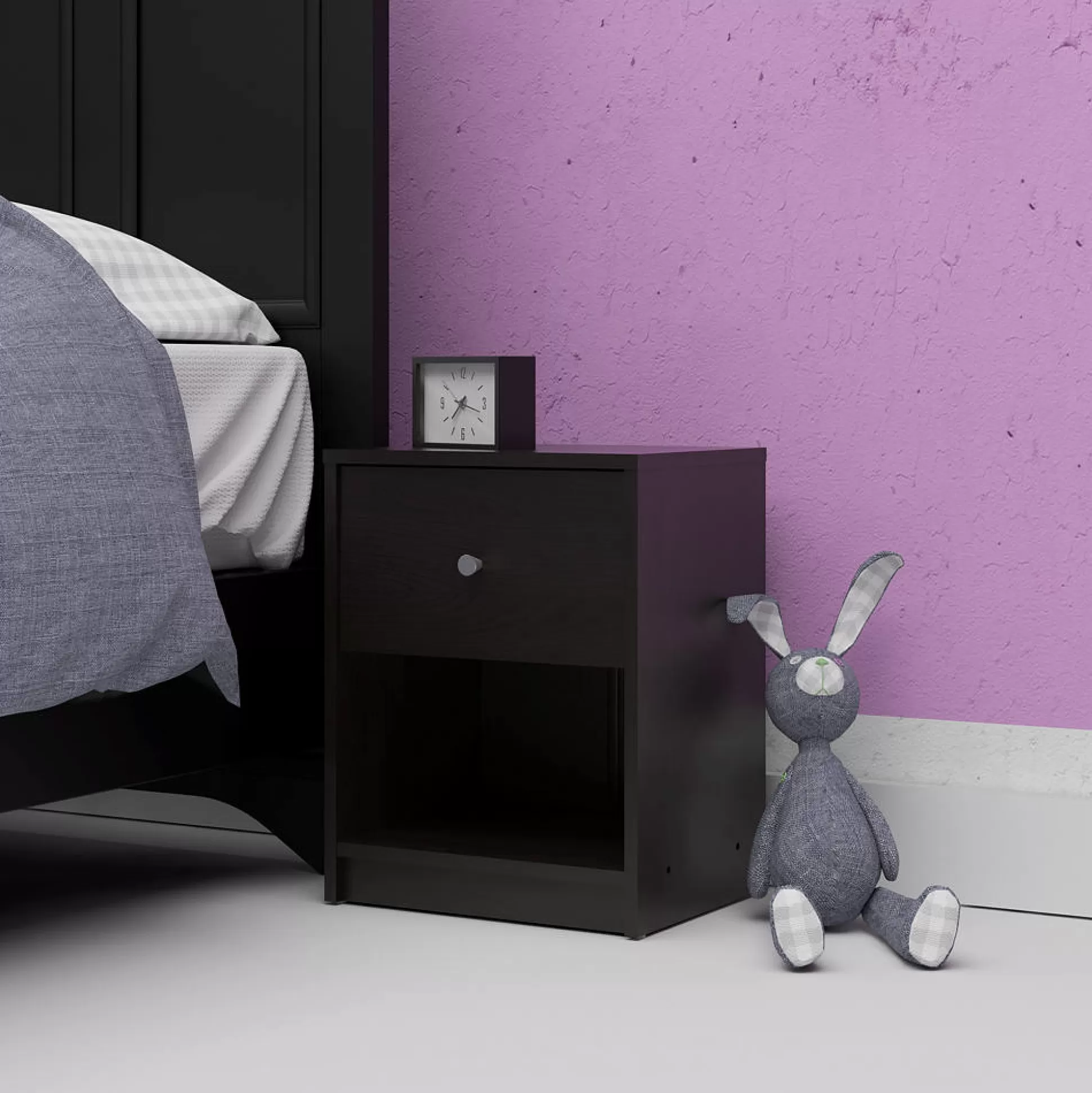 Dmora Comodini<Comodino a un cassetto, colore marrone, cm 37.9 x 48.4 x 30.1