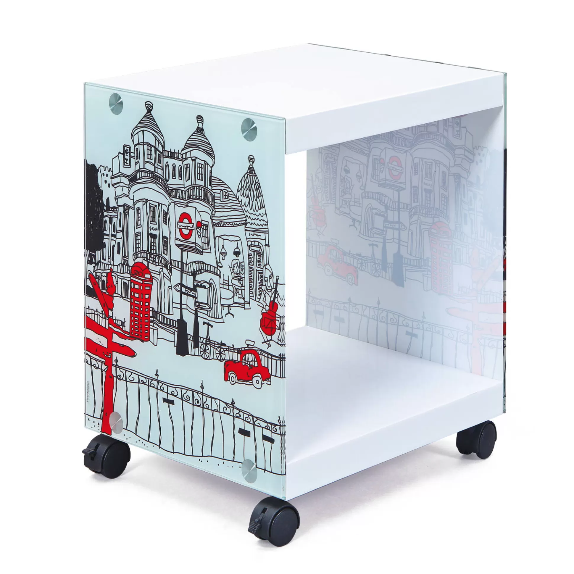 Dmora Comodini<Comodino Freiburg, Comò basso, Tavolino da notte, Mensola da letto, 38x34 h46 cm,