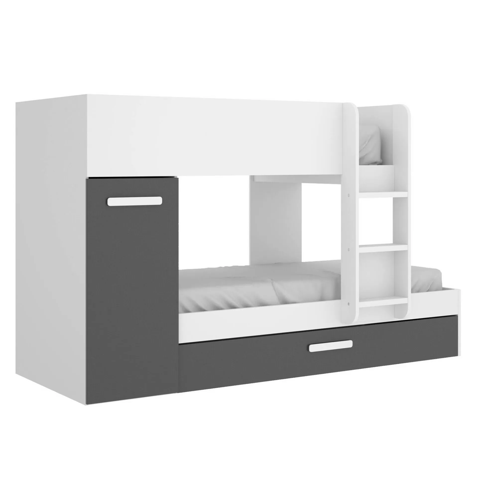 Dmora Composizioni Camera Da Letto<Composizione camera da letto Agle, 244x112h150 cm, Bianco e Antracite