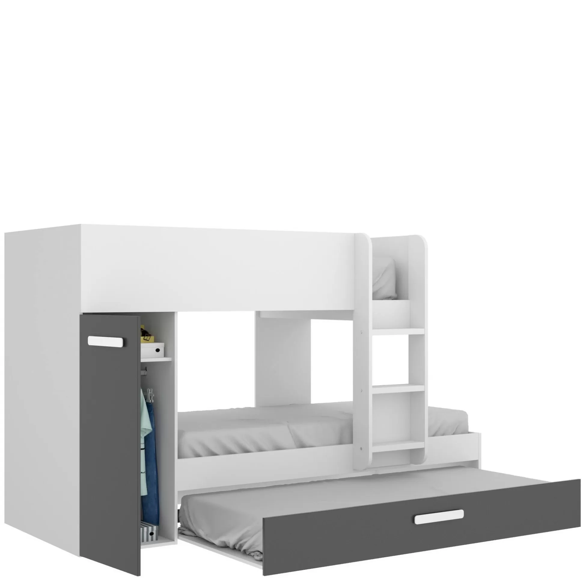 Dmora Composizioni Camera Da Letto<Composizione camera da letto Agle, 244x112h150 cm, Bianco e Antracite