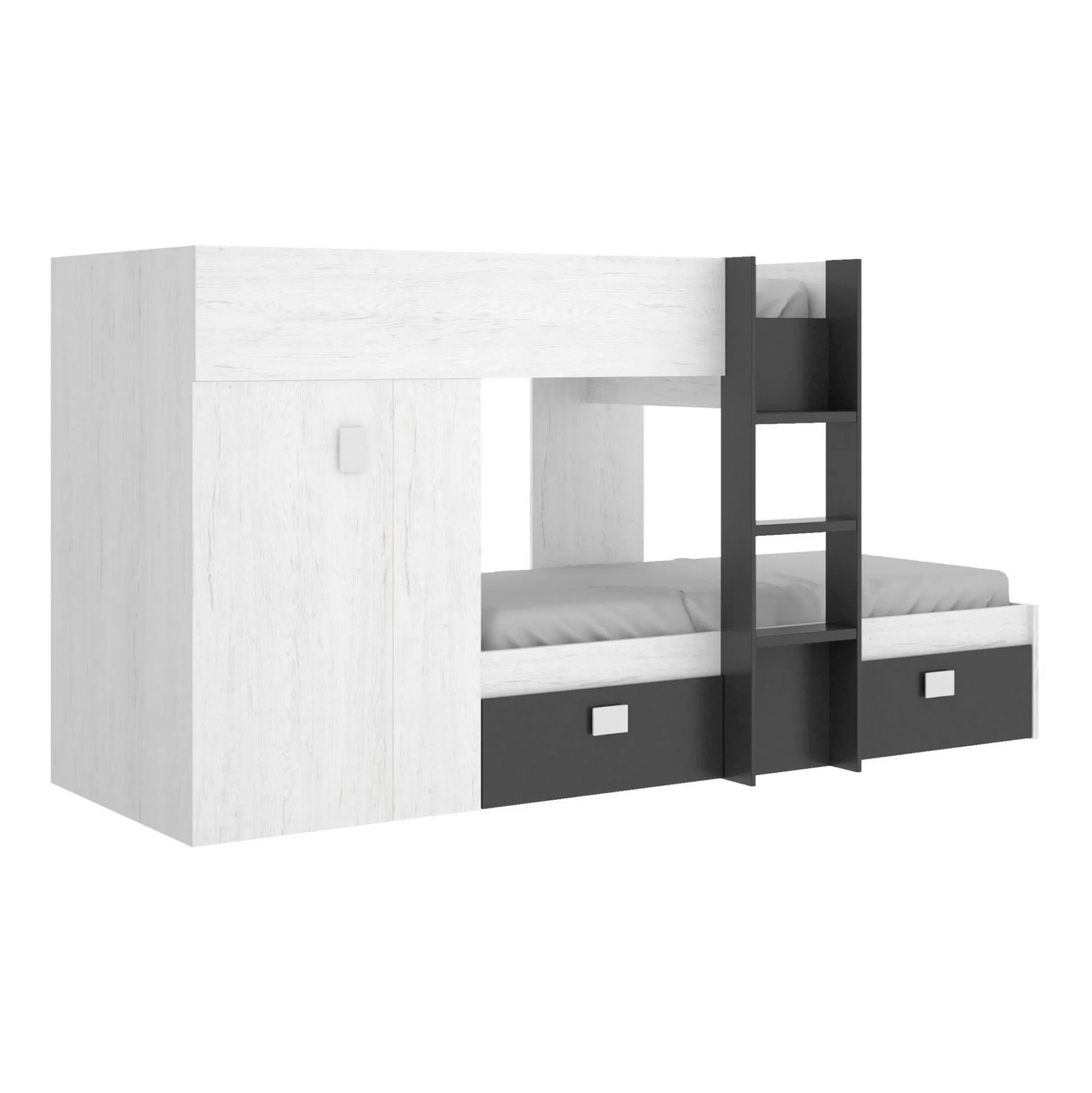 Dmora Composizioni Camera Da Letto<Composizione camera da letto Araba, 271x111h150 cm, Bianco e Antracite