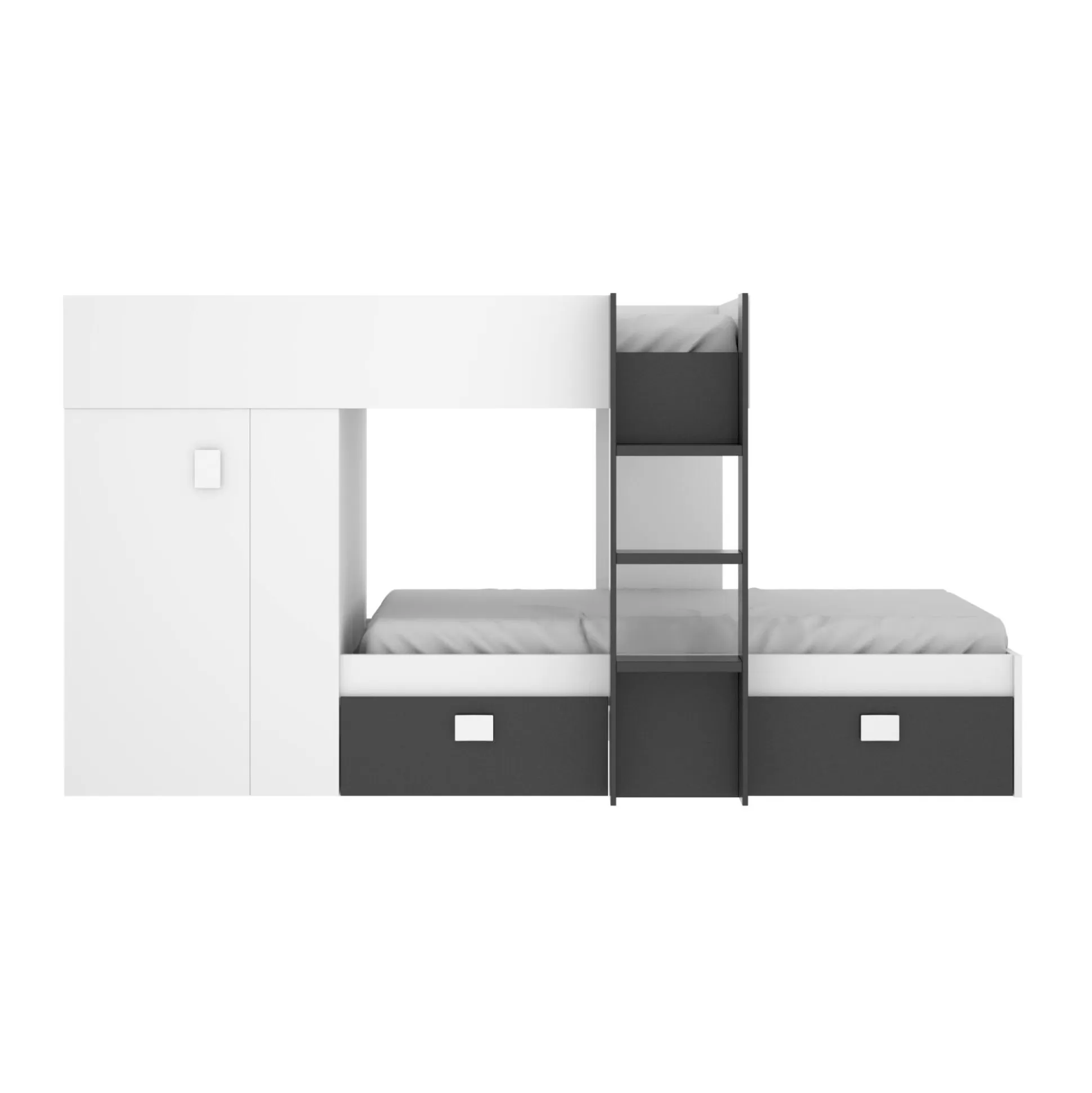 Dmora Composizioni Camera Da Letto<Composizione camera da letto Araba, 271x111h150 cm, Bianco e Antracite