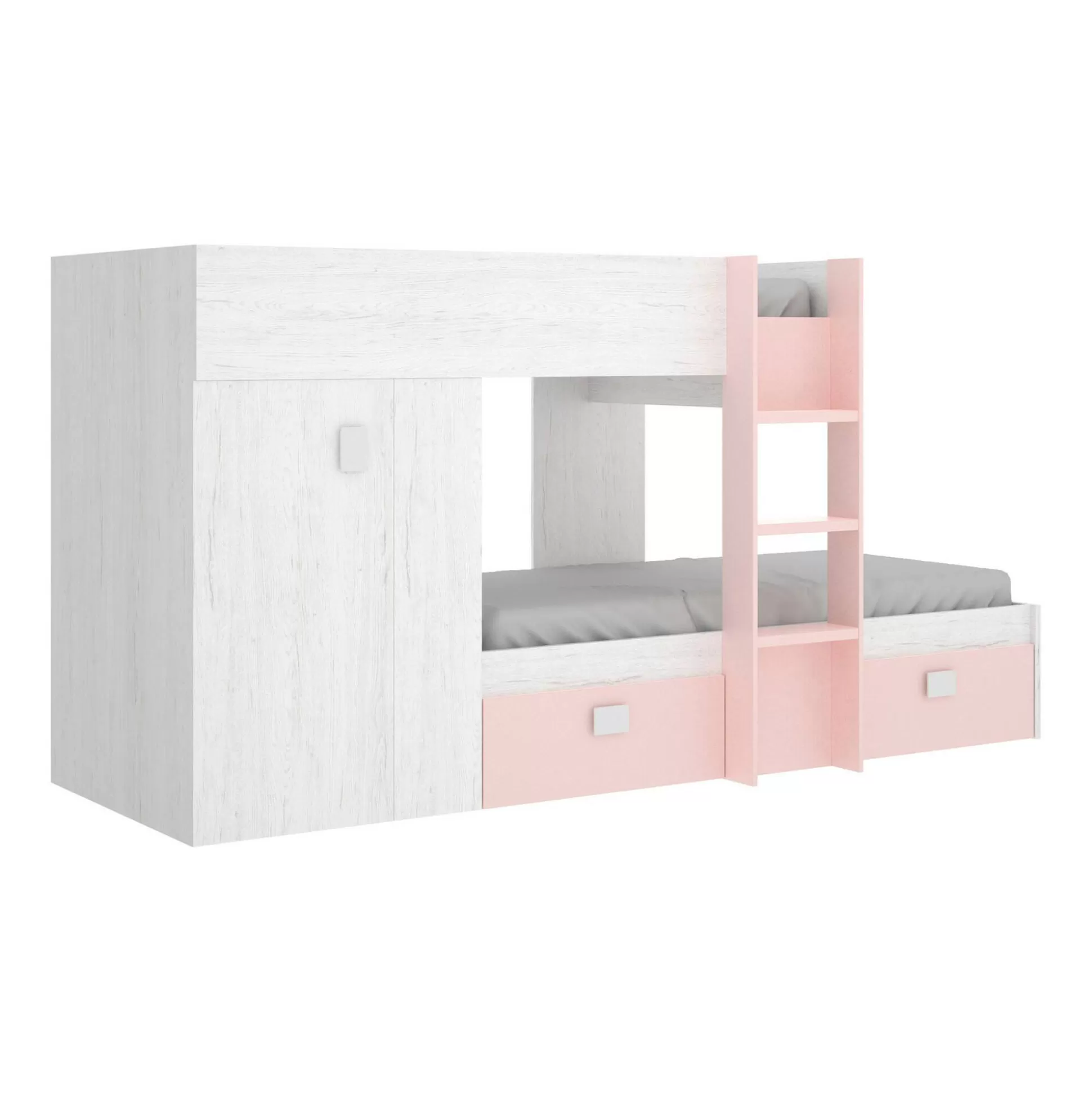 Dmora Composizioni Camera Da Letto<Composizione camera da letto Araba, 271x111h150 cm, Bianco e Rosa