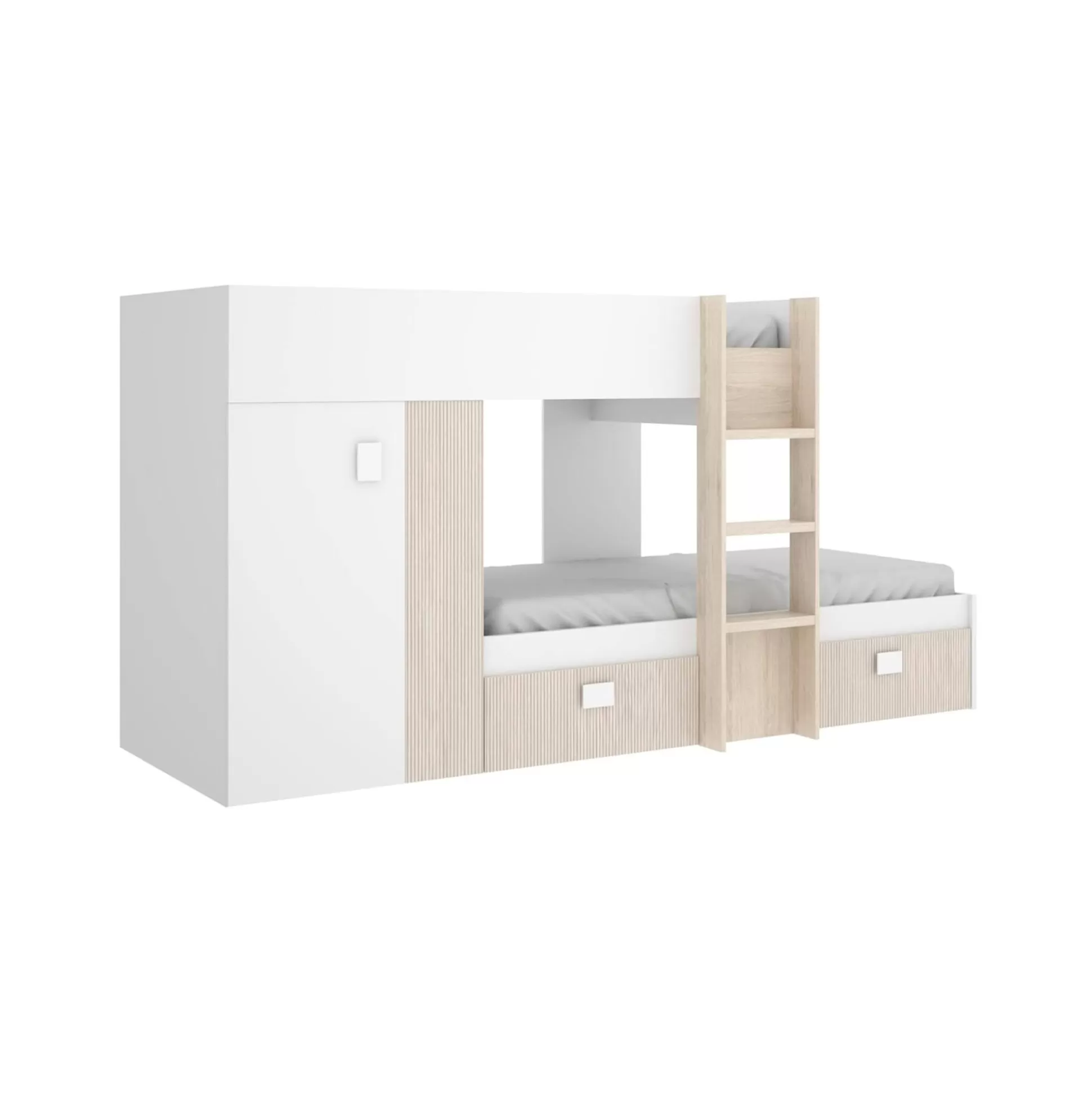 Dmora Composizioni Camera Da Letto<Composizione camera da letto Araba, 271x111h150 cm, Bianco e Rovere