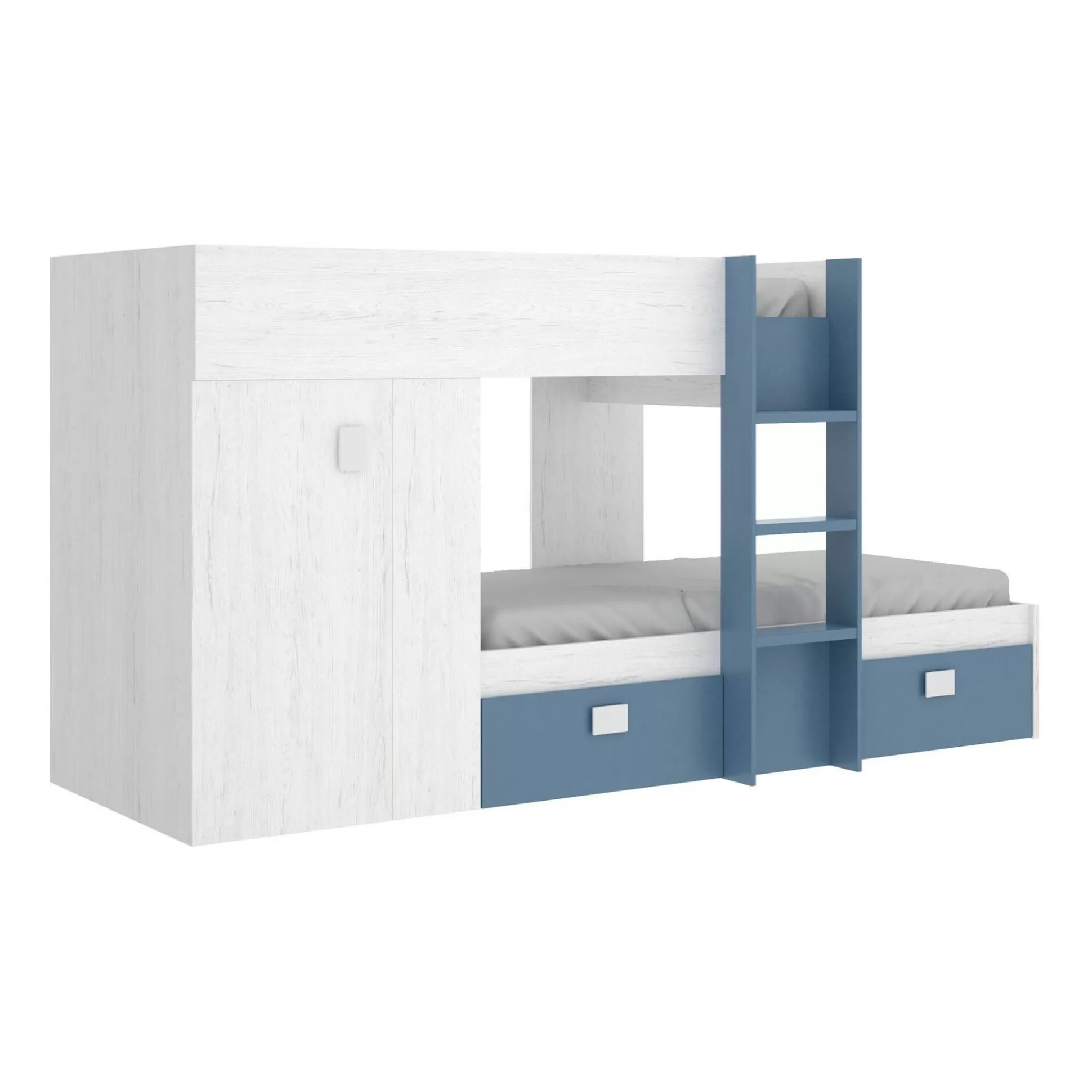 Dmora Composizioni Camera Da Letto<Composizione camera da letto Dbajram, 271x111h150 cm, Bianco e Blu