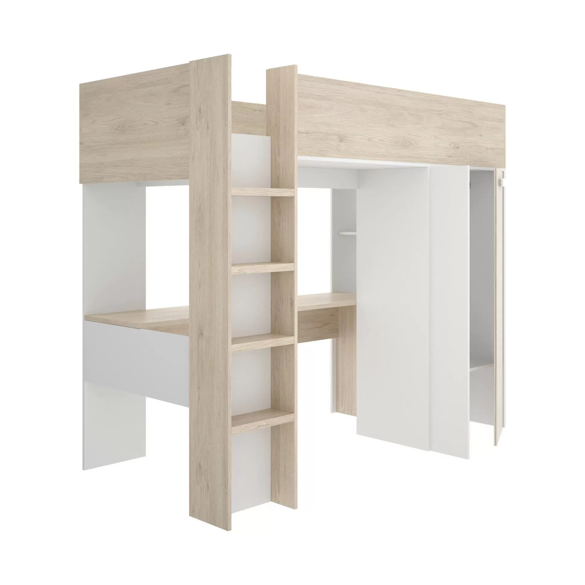 Dmora Composizioni Camera Da Letto<Composizione camera da letto Dhovlan, 206x111 h178 cm, Bianco e Rovere