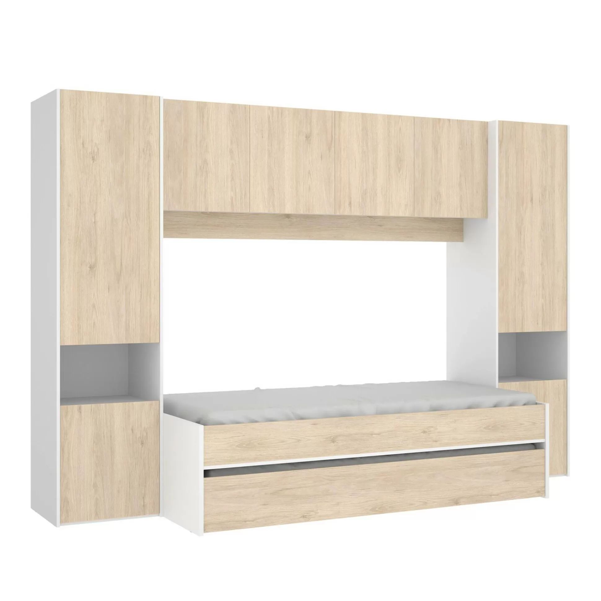 Dmora Composizioni Camera Da Letto<Composizione camera da letto Giustizia, 303x97h203 cm, Rovere e Bianco