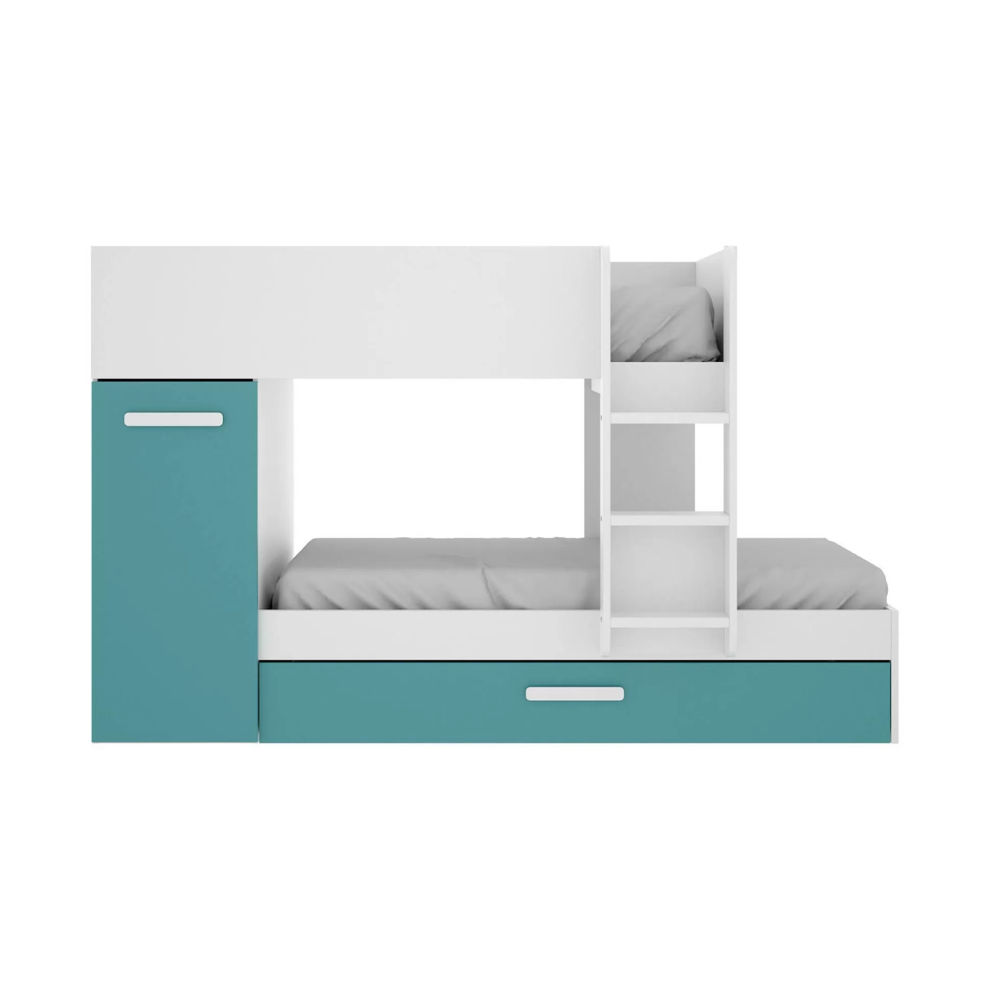 Dmora Composizioni Camera Da Letto<Composizione camera da letto Hikaa, 244x112 h150 cm, Azzurro e Bianco