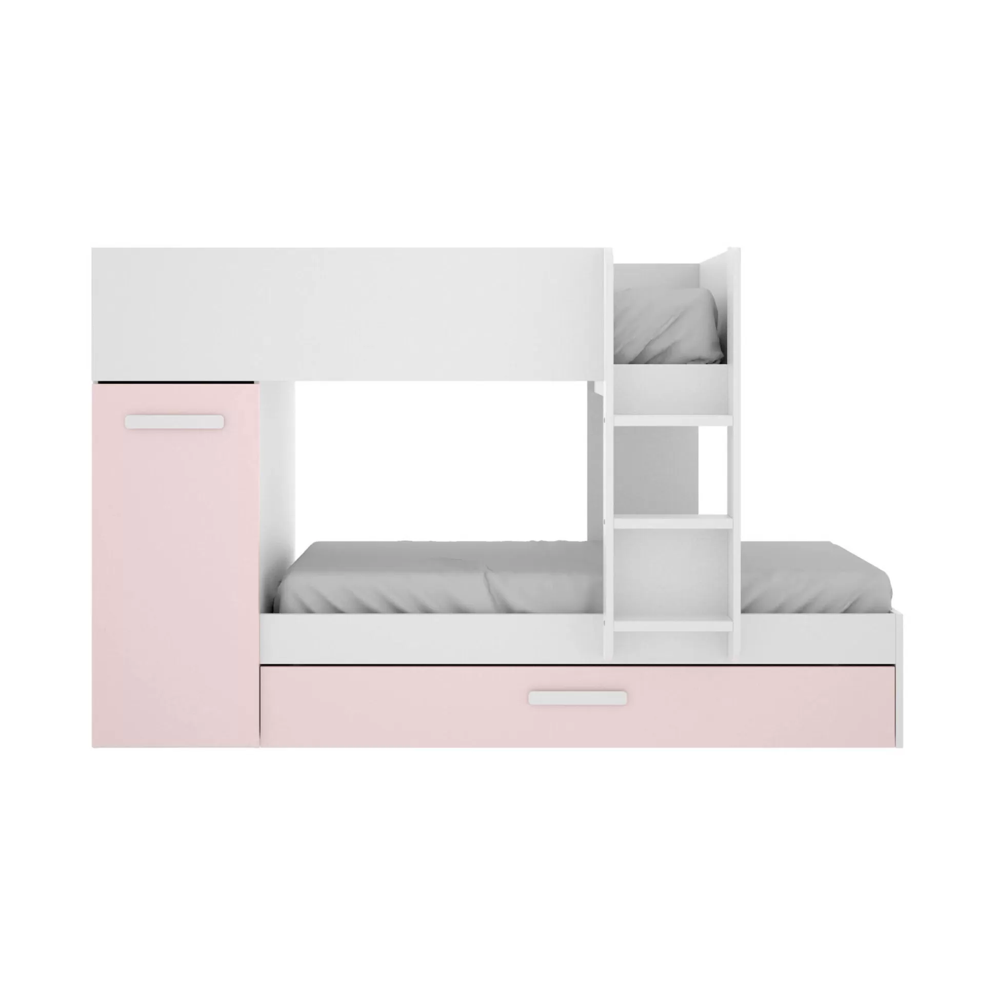 Dmora Composizioni Camera Da Letto<Composizione camera da letto Hikaa, 244x112 h150 cm, Bianco e Rosa
