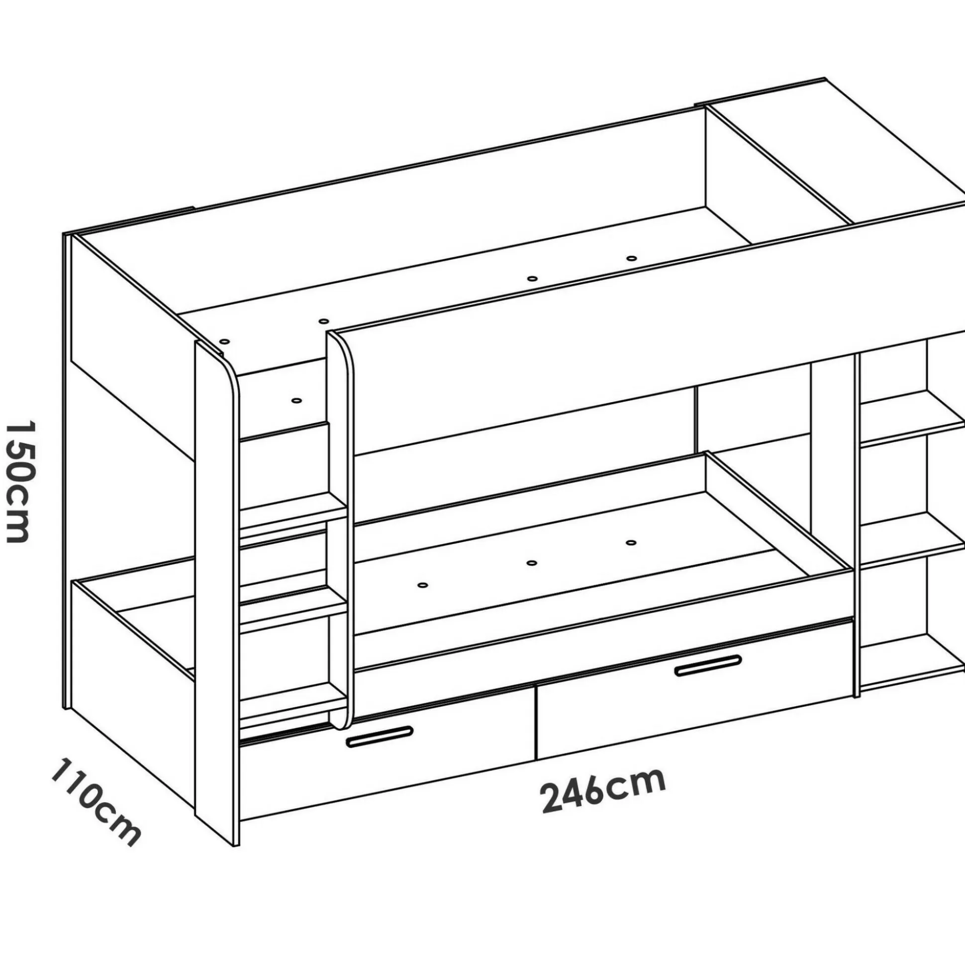 Dmora Composizioni Camera Da Letto<Composizione camera da letto Keli, 245x110 h150 cm, Bianco e Rovere Nodi