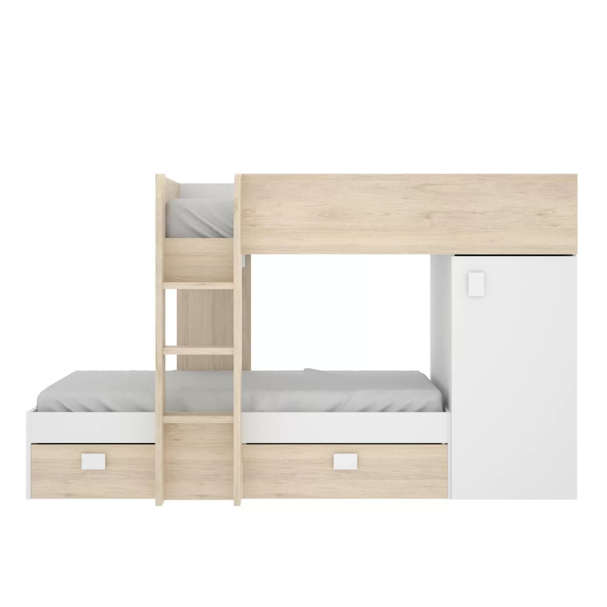 Dmora Composizioni Camera Da Letto<Composizione camera da letto Pax, 255x112h150 cm, Bianco e Rovere