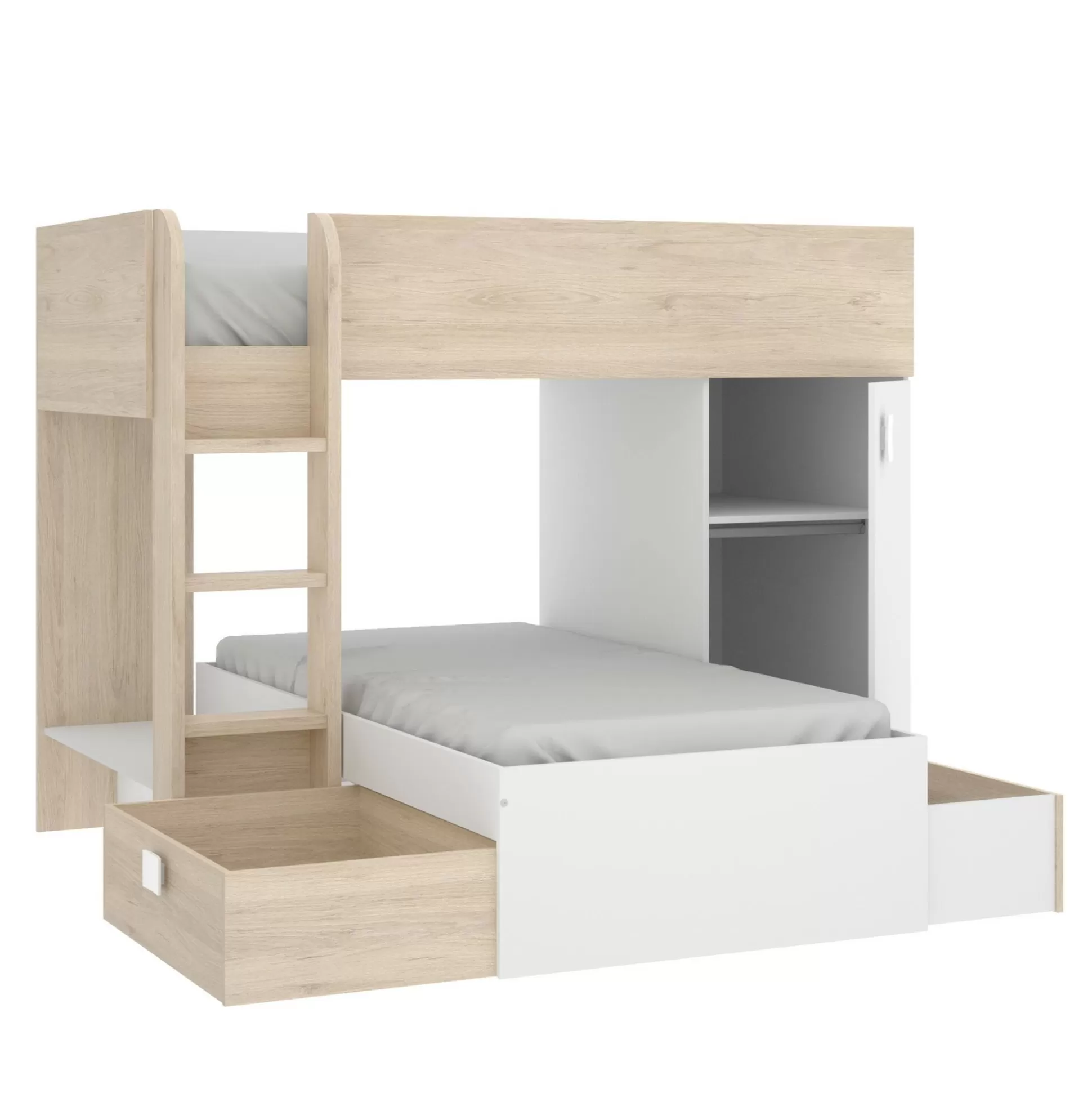 Dmora Composizioni Camera Da Letto<Composizione camera da letto Pax, 255x112h150 cm, Bianco e Rovere