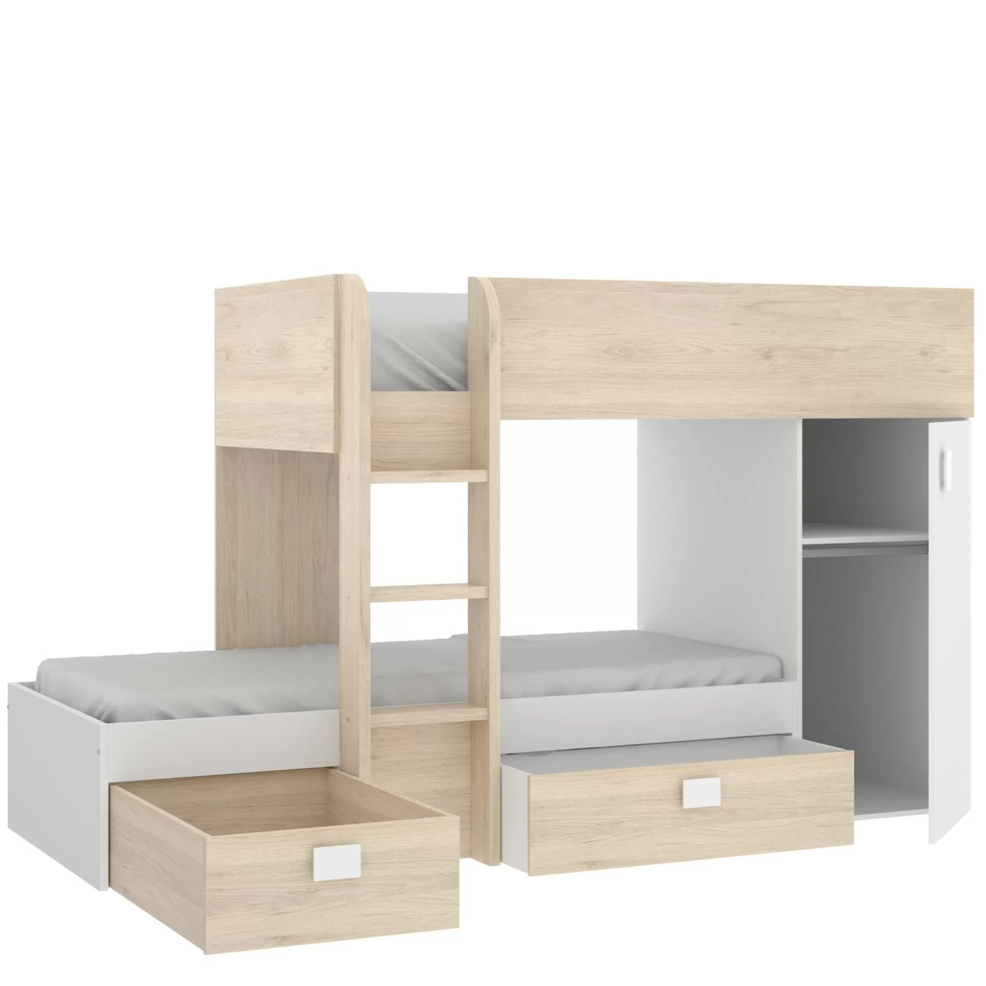 Dmora Composizioni Camera Da Letto<Composizione camera da letto Pax, 255x112h150 cm, Bianco e Rovere