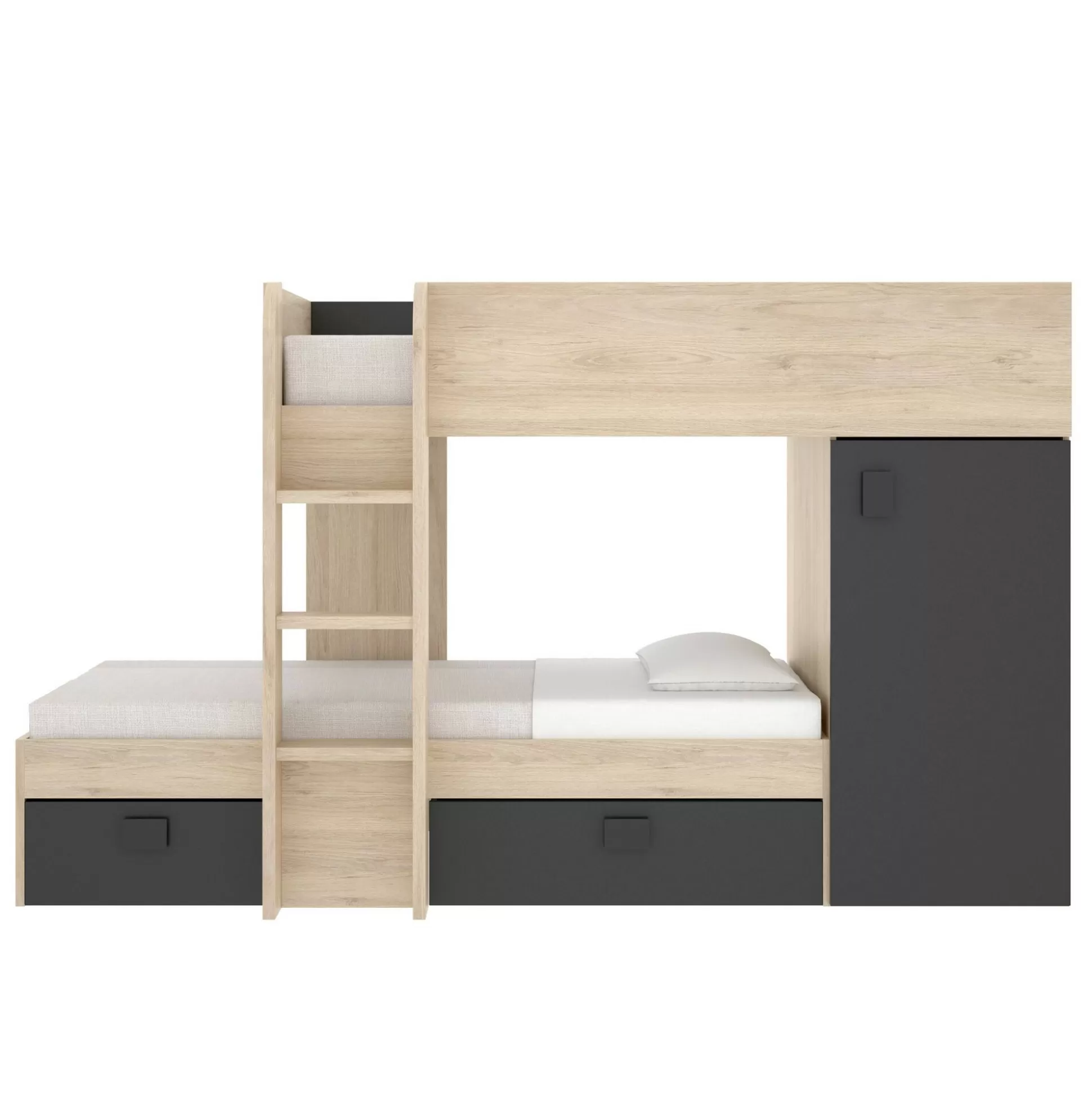 Dmora Composizioni Camera Da Letto<Composizione camera da letto Pax, 255x112h150 cm, Rovere e Antracite