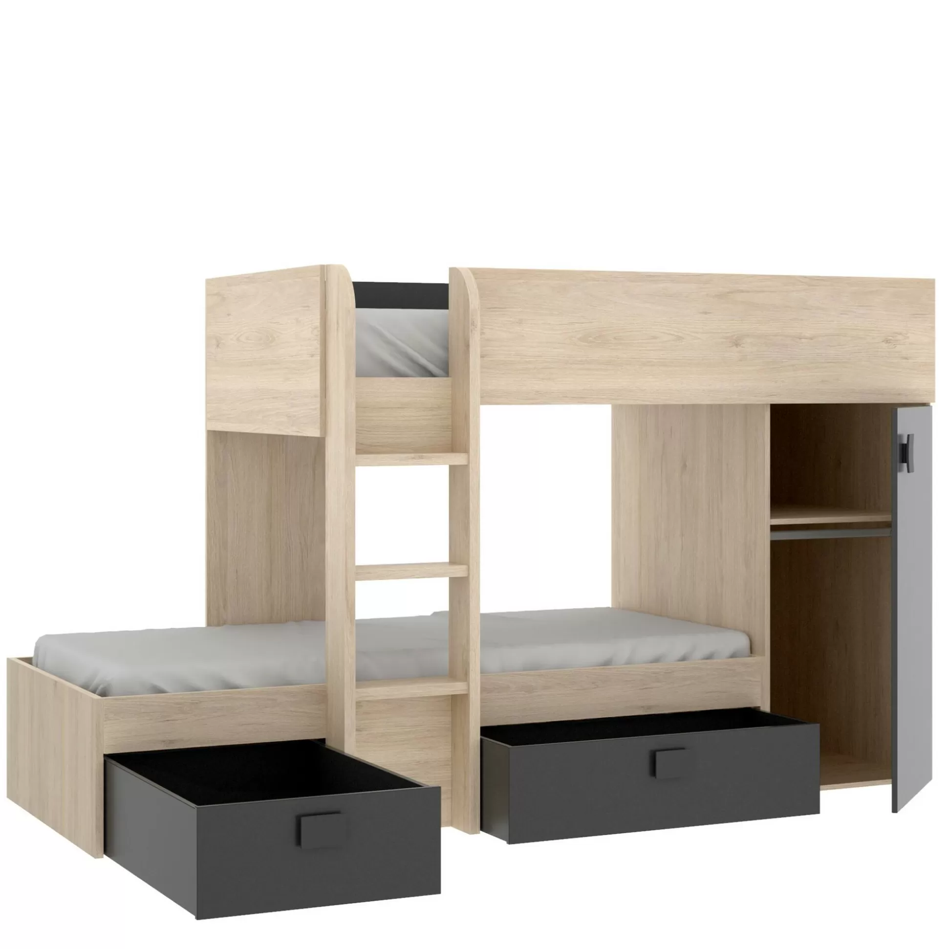 Dmora Composizioni Camera Da Letto<Composizione camera da letto Pax, 255x112h150 cm, Rovere e Antracite