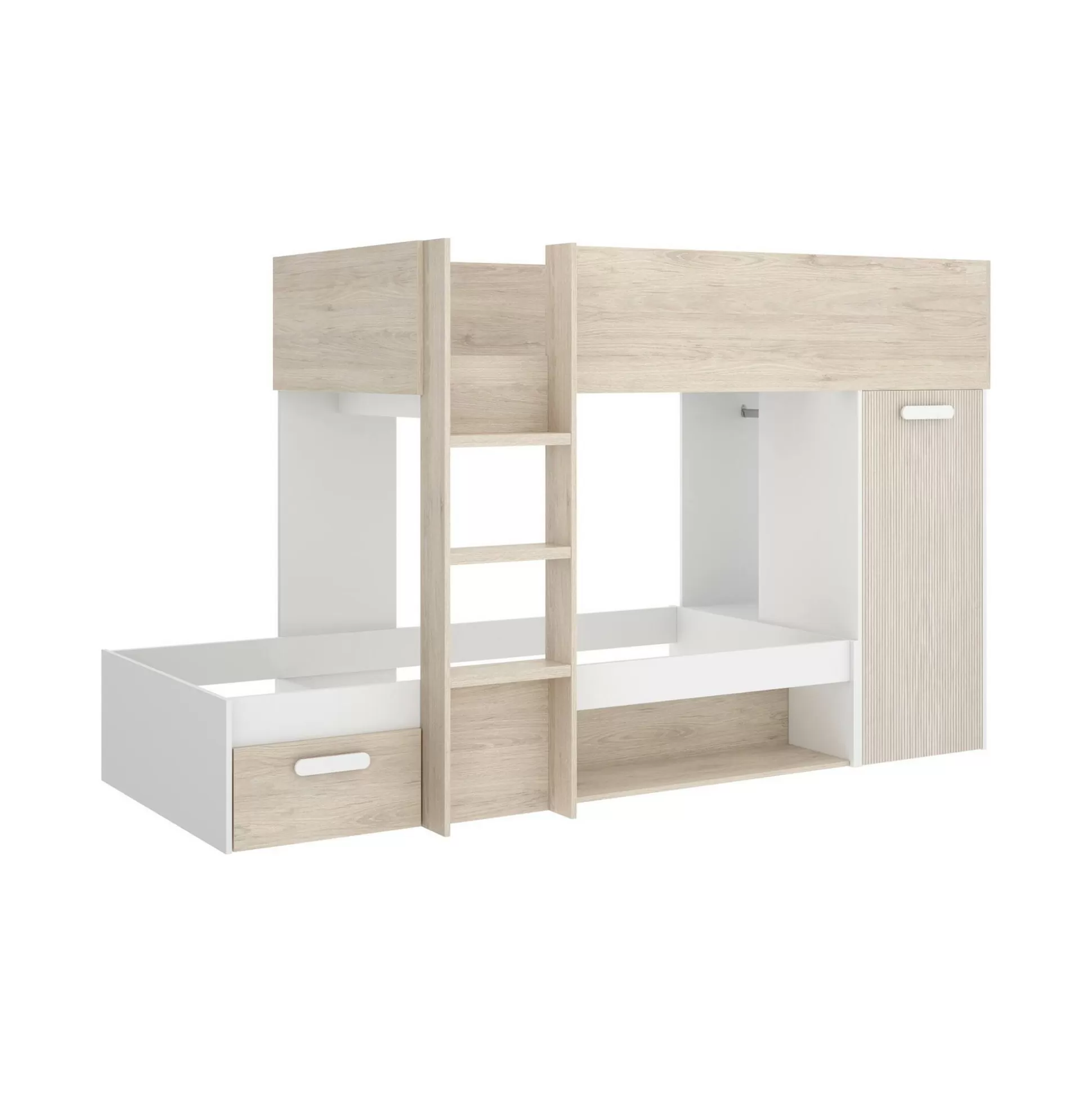 Dmora Composizioni Camera Da Letto<Composizione camera da letto Pinus, 246x112 h150 cm, Bianco e Rovere