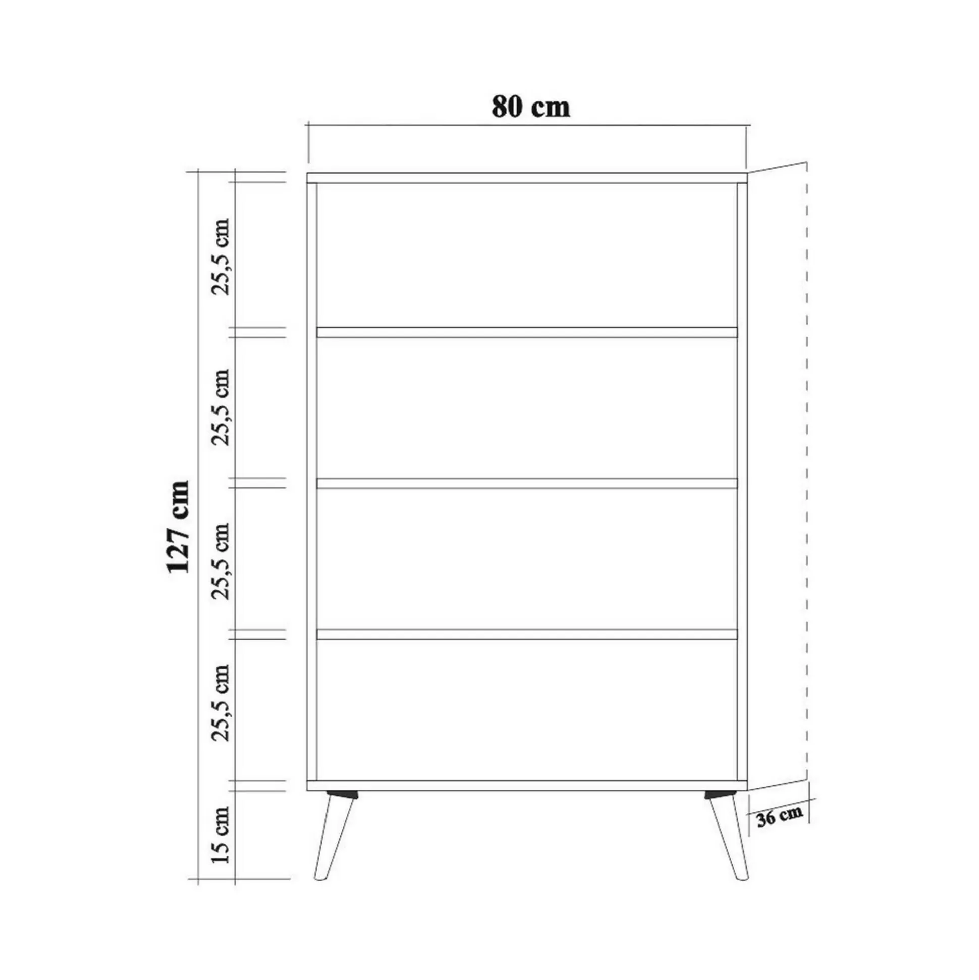 Dmora Credenze<Credenza Andalusite, 80x36h127 cm, Quercia e Multicolore