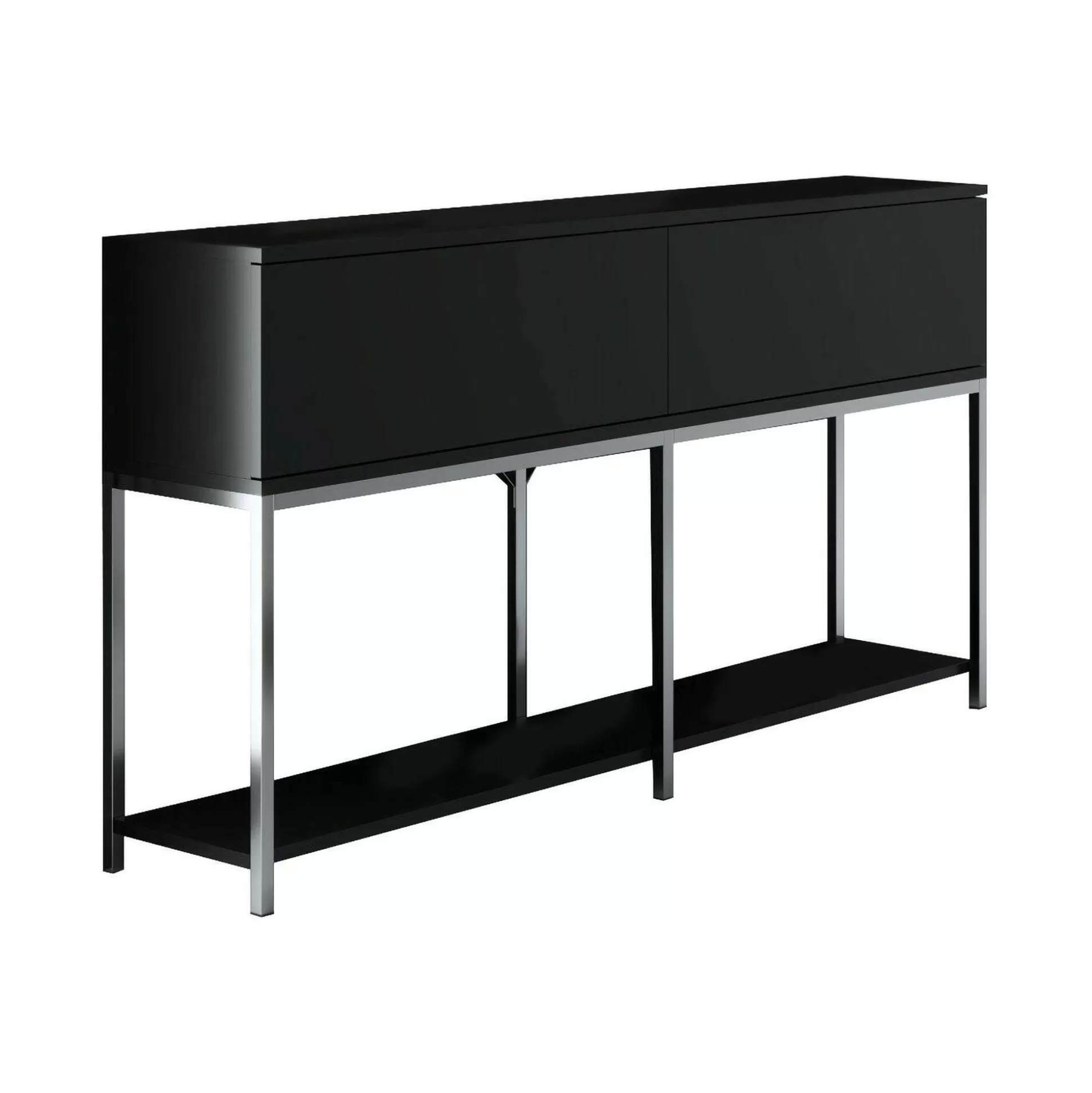 Dmora Credenze<Credenza Basilia, 150x30h80 cm, Nero e Argento