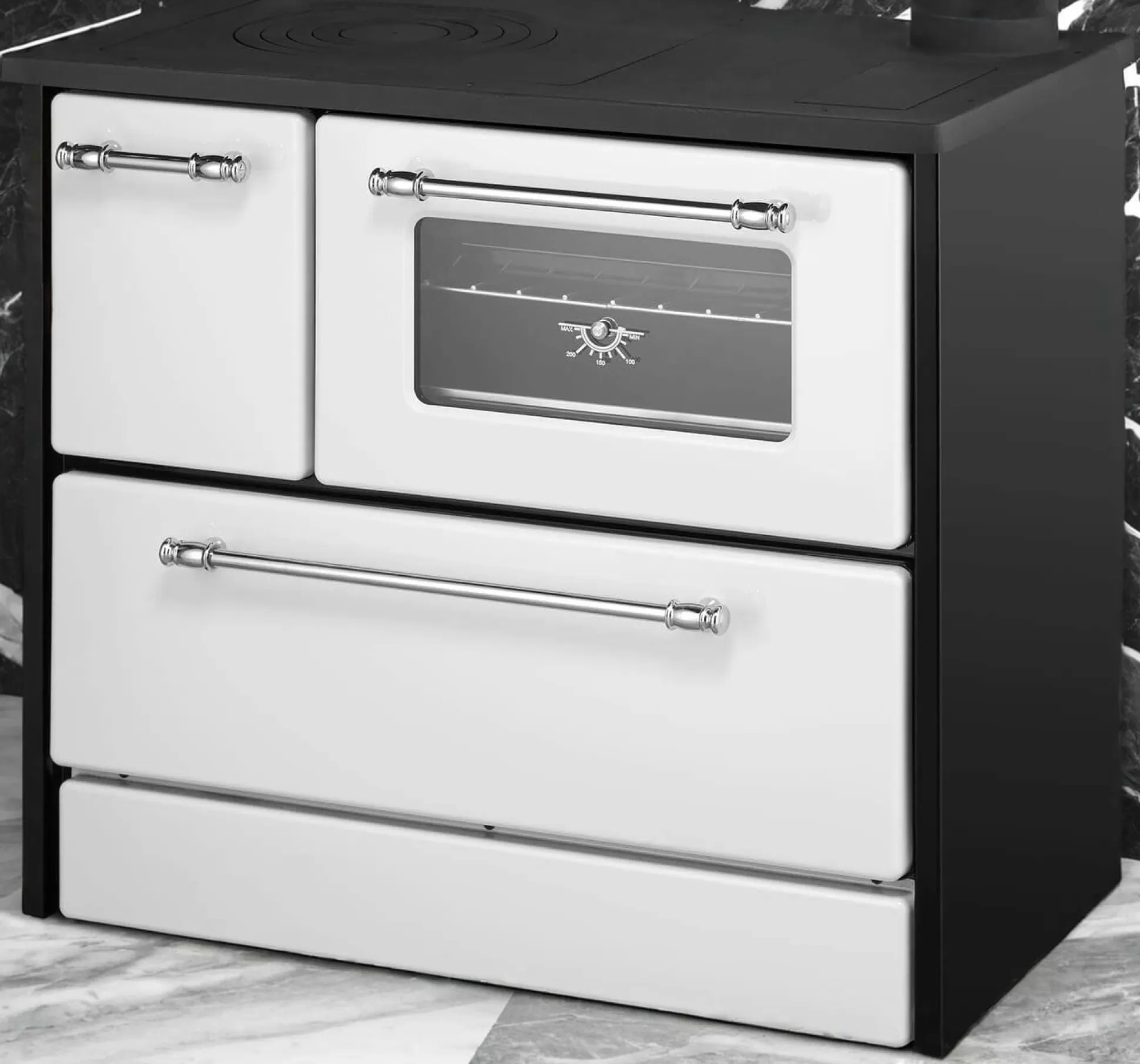 Dmora Stufe A Legna<Cucina a legna Andalo, 87x51 h79 cm, Bianco e Nero