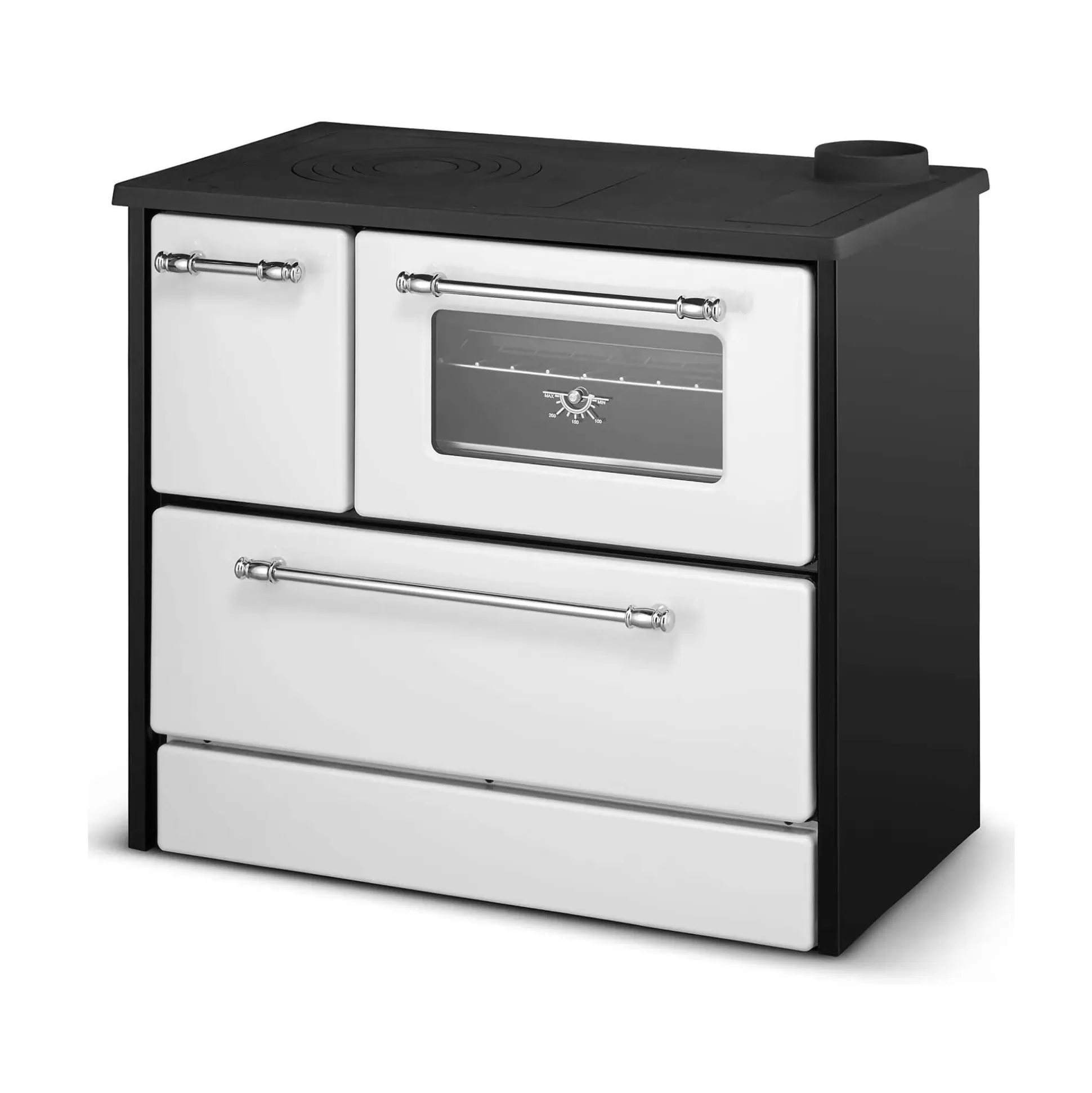 Dmora Stufe A Legna<Cucina a legna Andalo, 87x51 h79 cm, Bianco e Nero