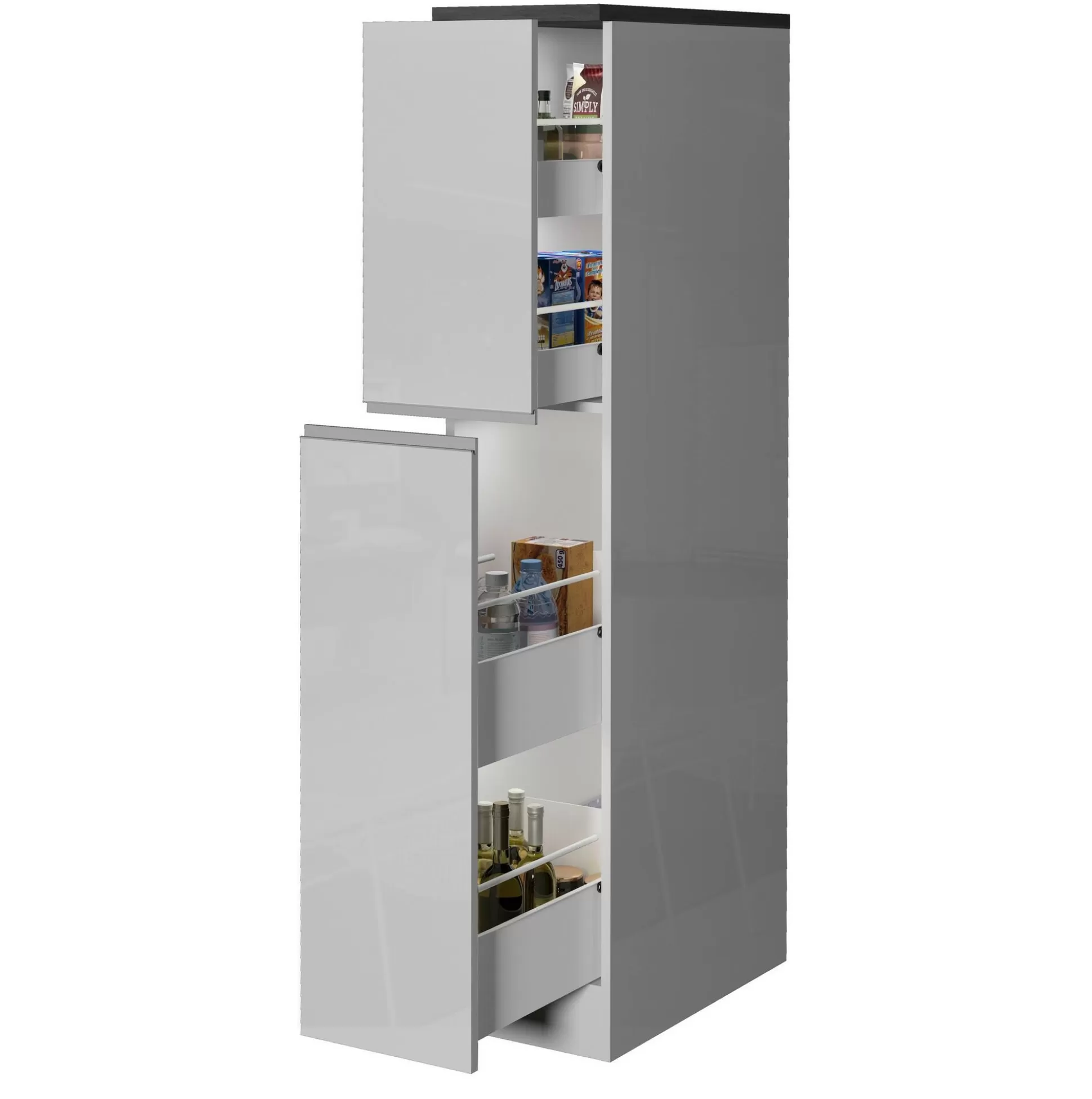 Dmora Mobili Dispensa<Dispensa da cucina Atrax, 30x60h165 cm, Bianco lucido e Ardesia