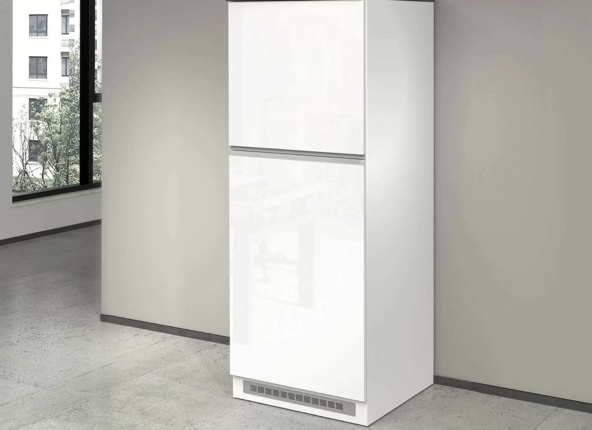 Dmora Mobili Dispensa<Dispensa da cucina Dcasasol, 60x60h165 cm, Bianco lucido e Ardesia