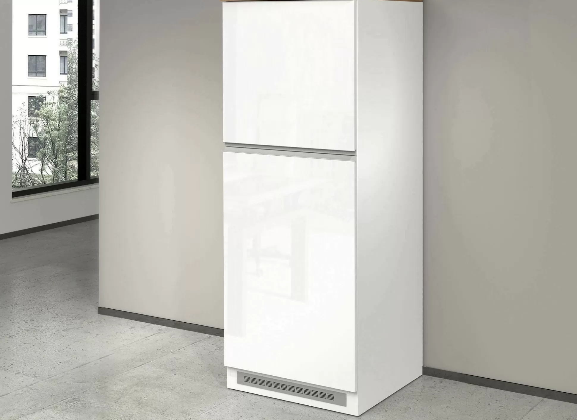 Dmora Mobili Dispensa<Dispensa da cucina Dcasasol, 60x60h165 cm, Bianco lucido e Rovere