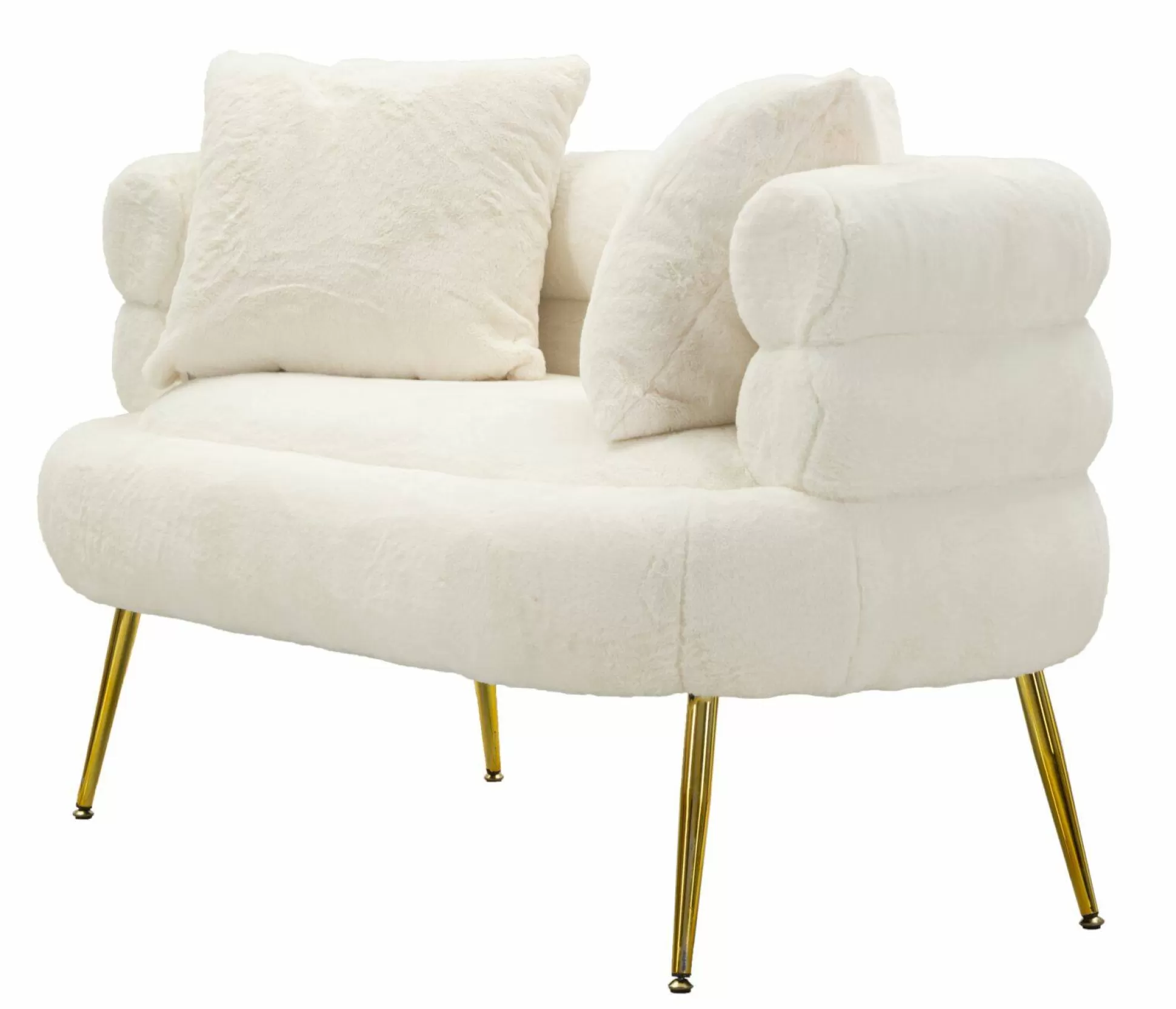 Dmora Divani Fissi 2 Posti<Divano fisso 2 posti Casier, 133x68 h69 cm, Bianco e Oro