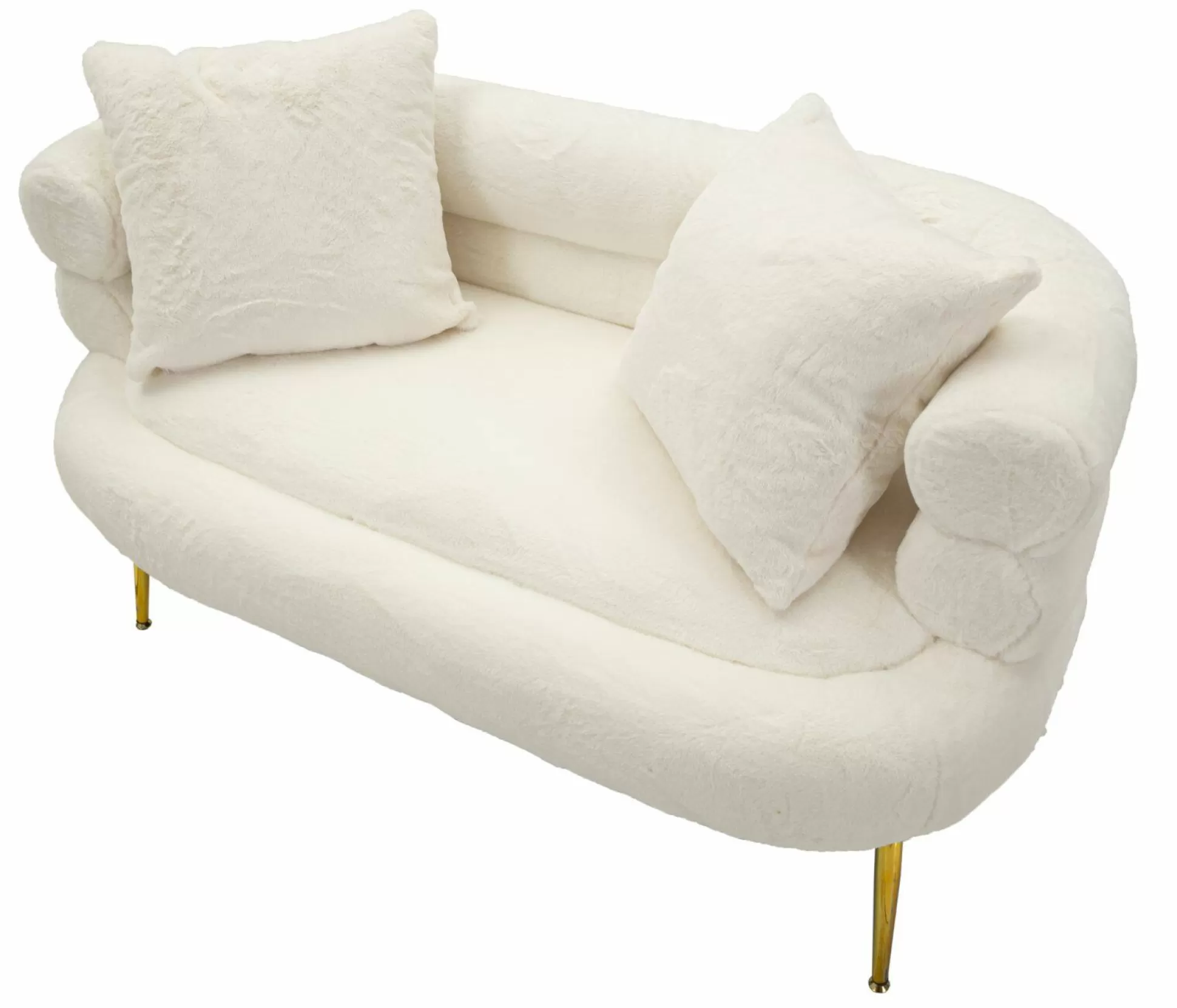 Dmora Divani Fissi 2 Posti<Divano fisso 2 posti Casier, 133x68 h69 cm, Bianco e Oro