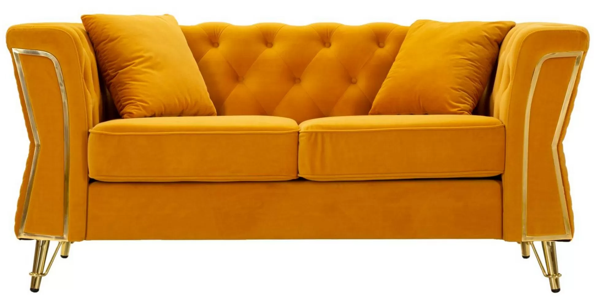 Dmora Divani Fissi 2 Posti<Divano fisso 2 posti Casio, 162x83 h76 cm, Ocra e Oro
