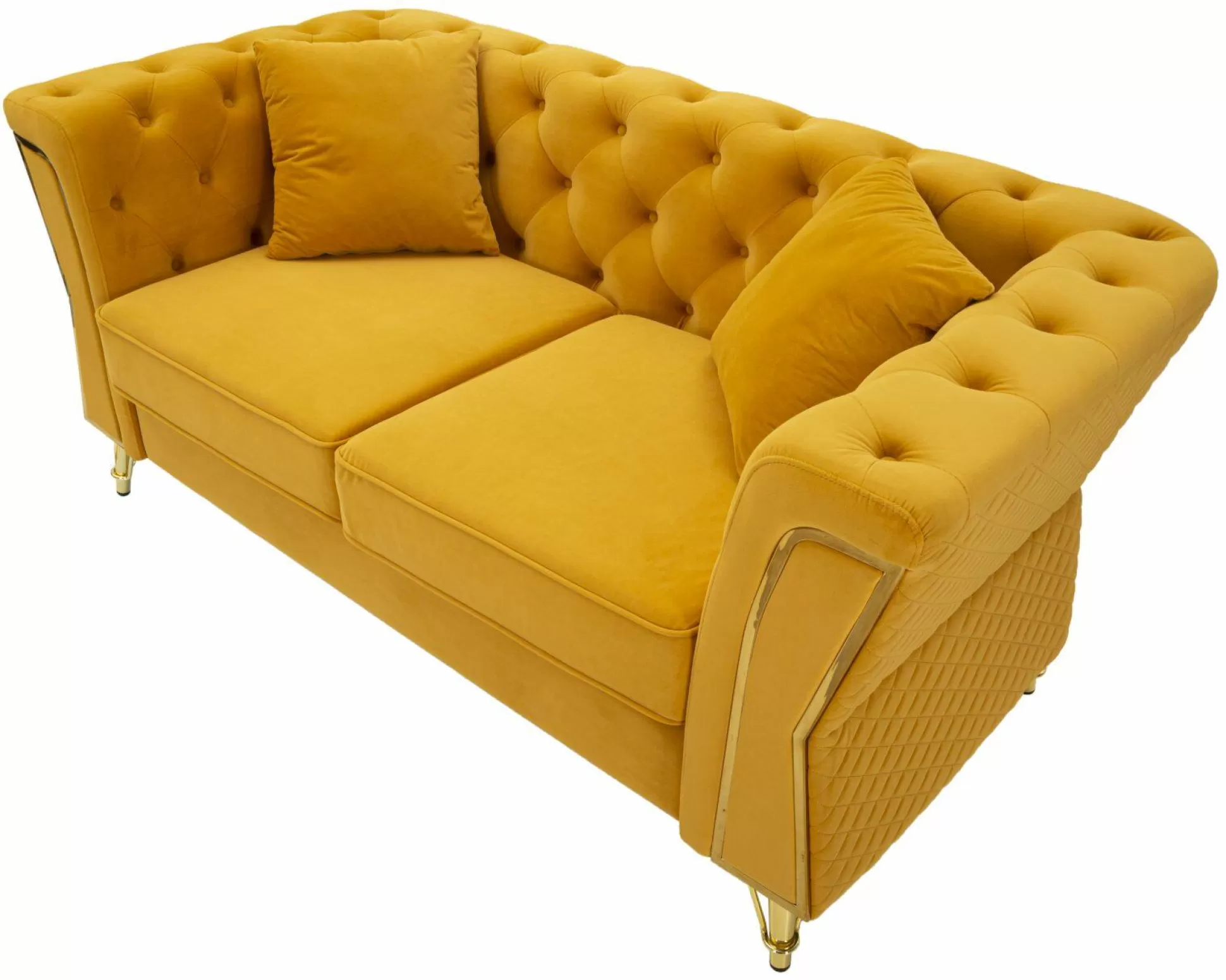 Dmora Divani Fissi 2 Posti<Divano fisso 2 posti Casio, 162x83 h76 cm, Ocra e Oro