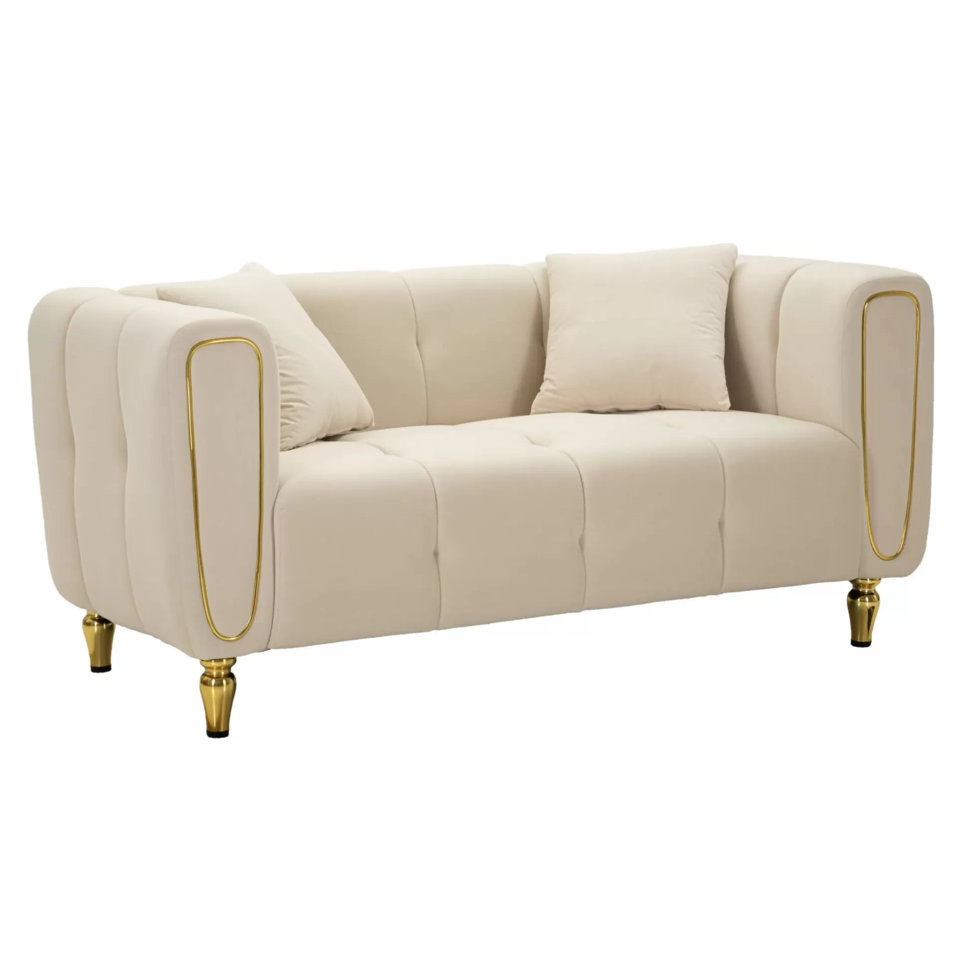 Dmora Divani Fissi 2 Posti<Divano fisso 2 posti Gandolfo, 81x155 h71 cm, Crema e Oro